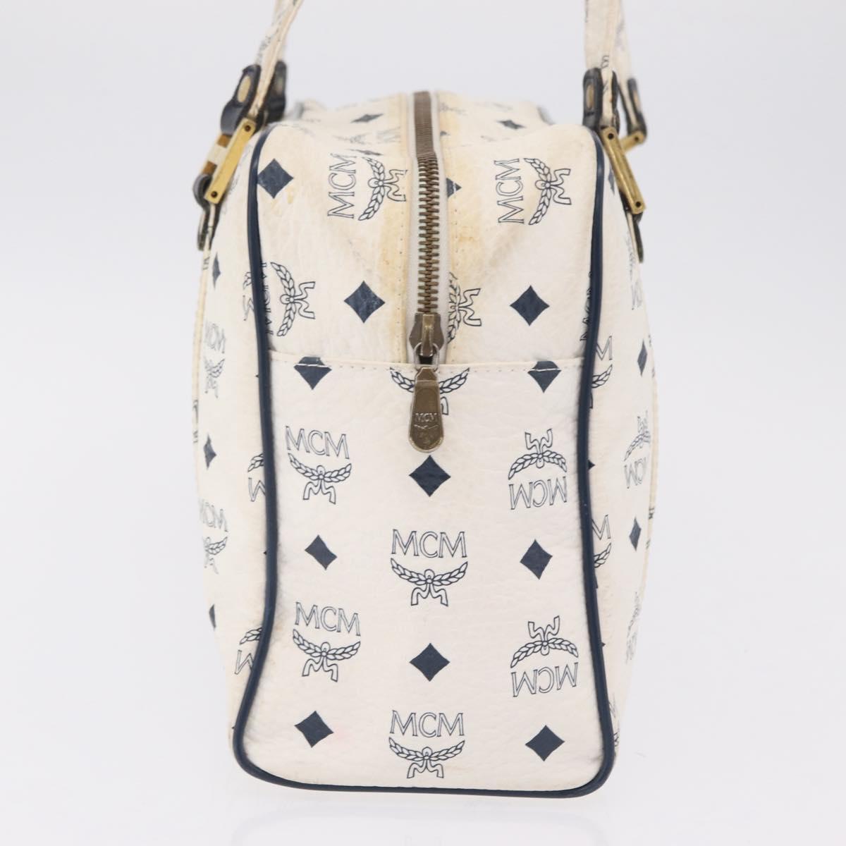 MCM Vicetos Logogram Shoulder Bag PVC Leather White Gold Auth ar14345