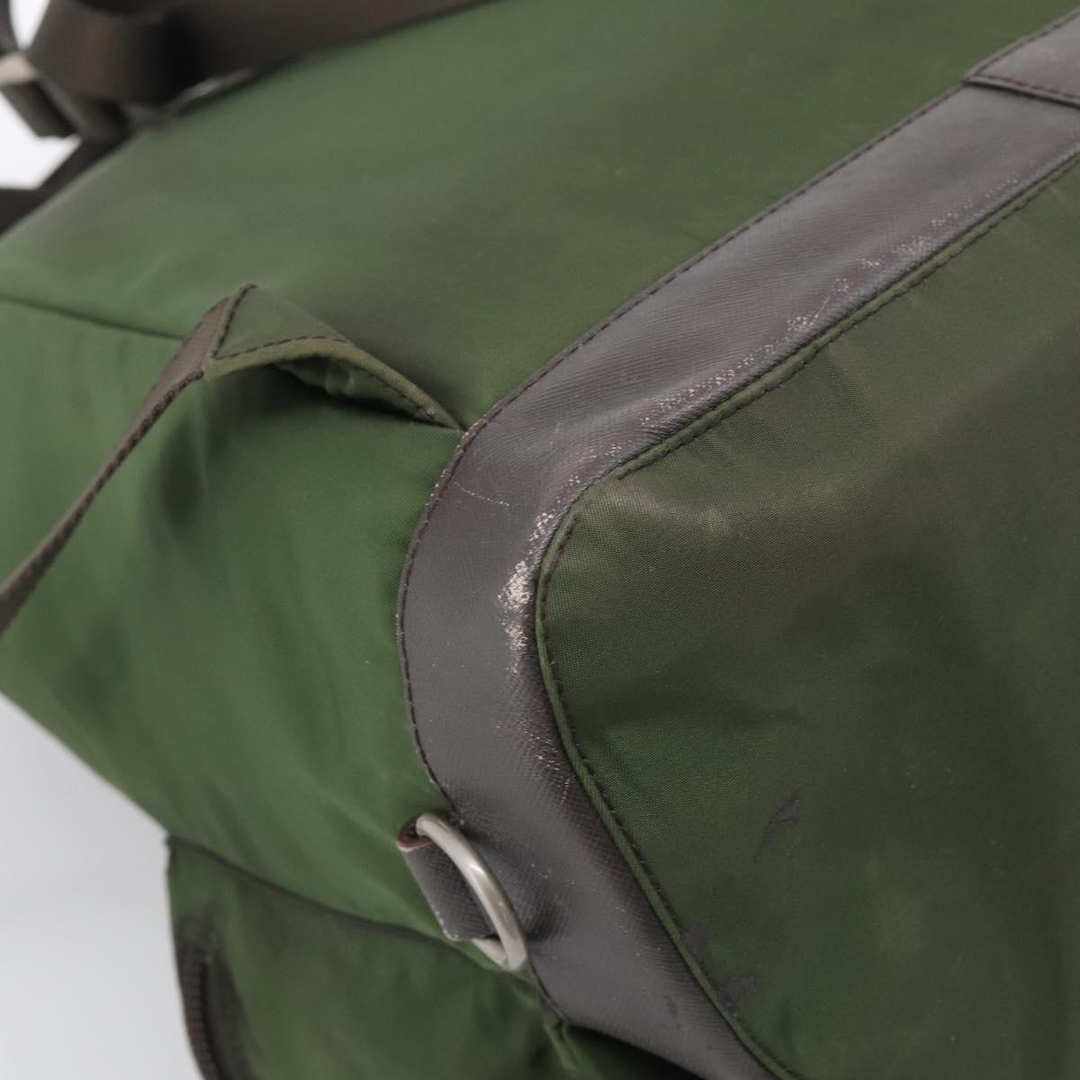 PRADA Backpack Nylon Green Silver Auth ar14348