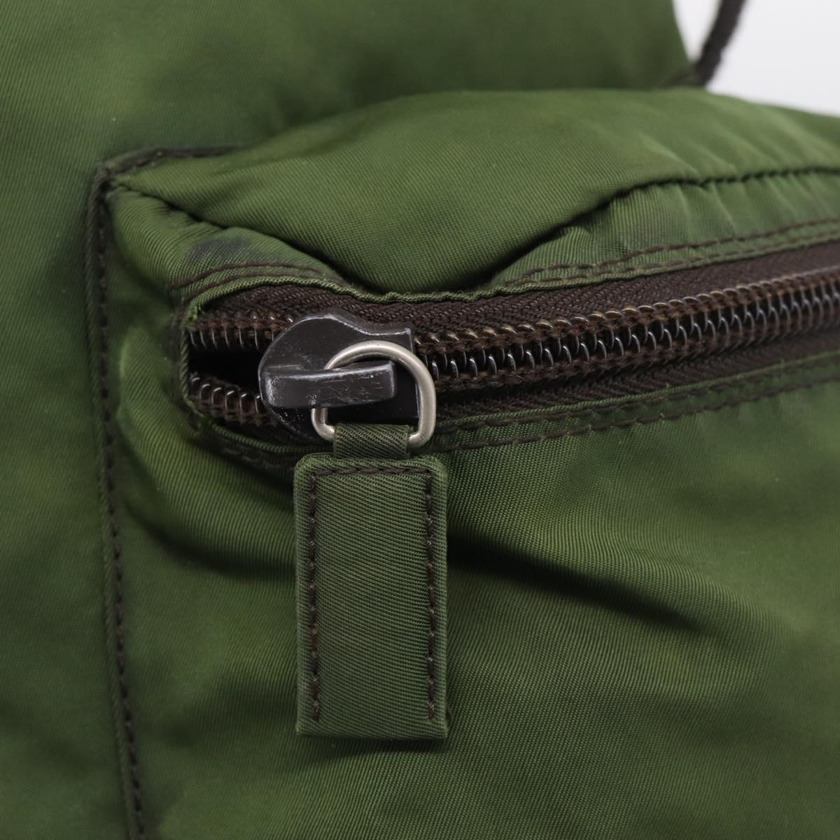 PRADA Backpack Nylon Green Silver Auth ar14348