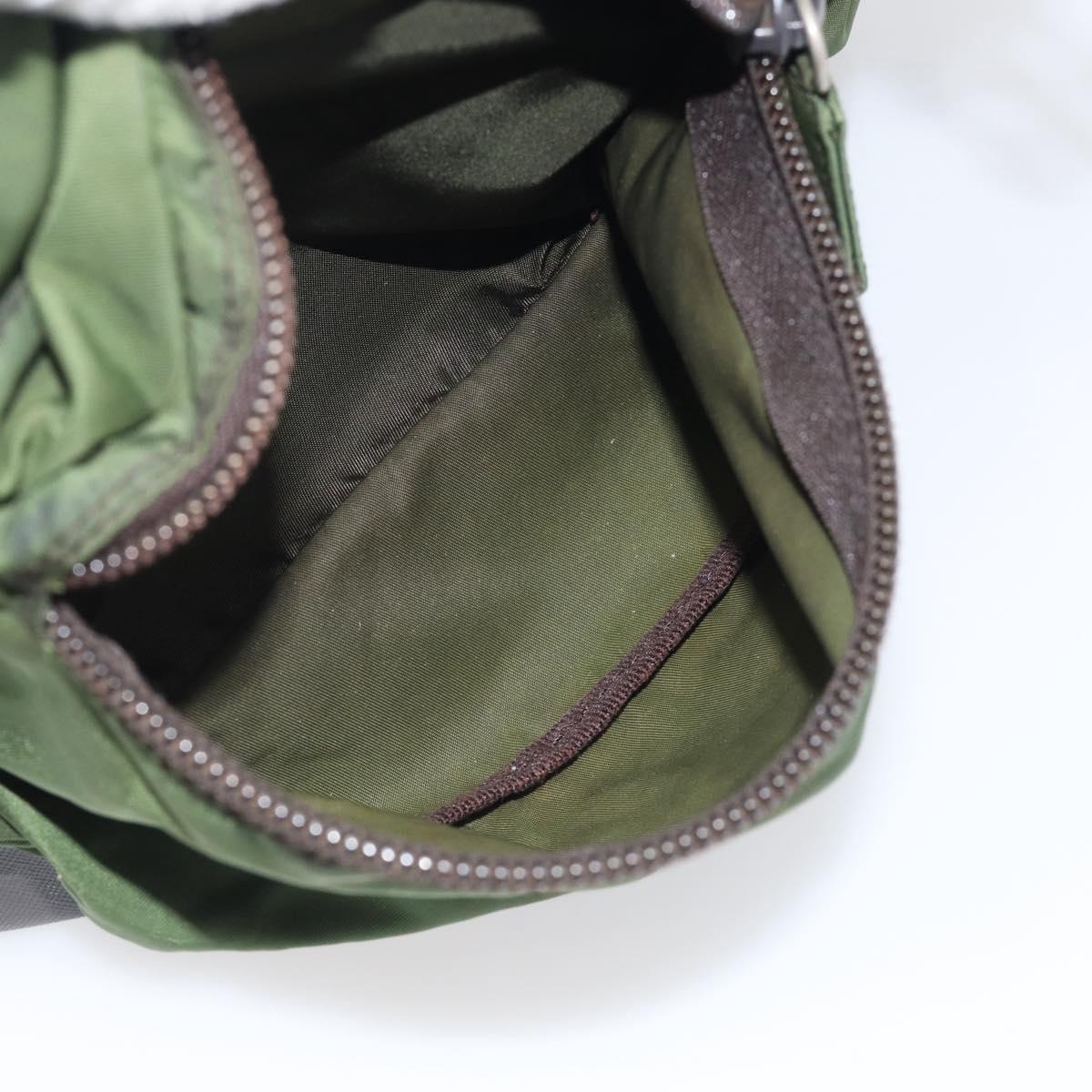 PRADA Backpack Nylon Green Silver Auth ar14348