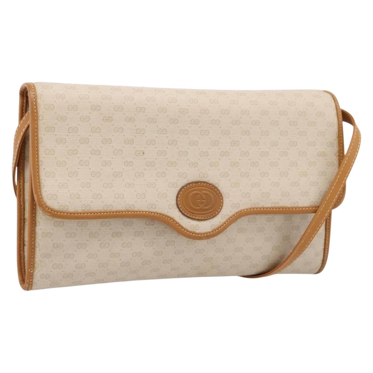 GUCCI Micro GG Supreme Shoulder Bag PVC Beige Gold Auth ar14351