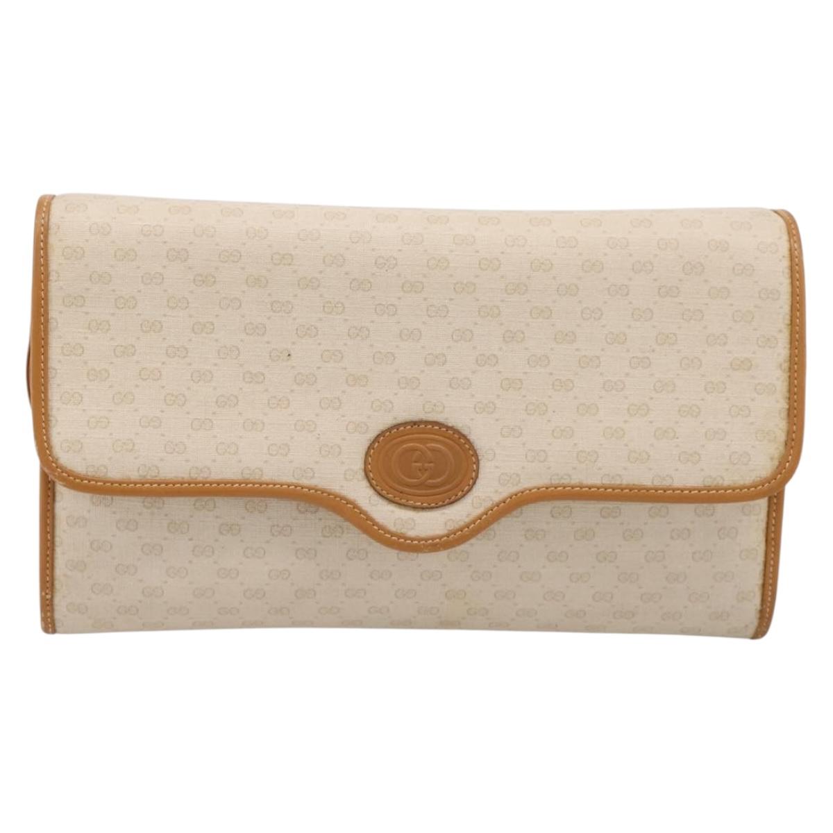 GUCCI Micro GG Supreme Shoulder Bag PVC Beige Gold Auth ar14351