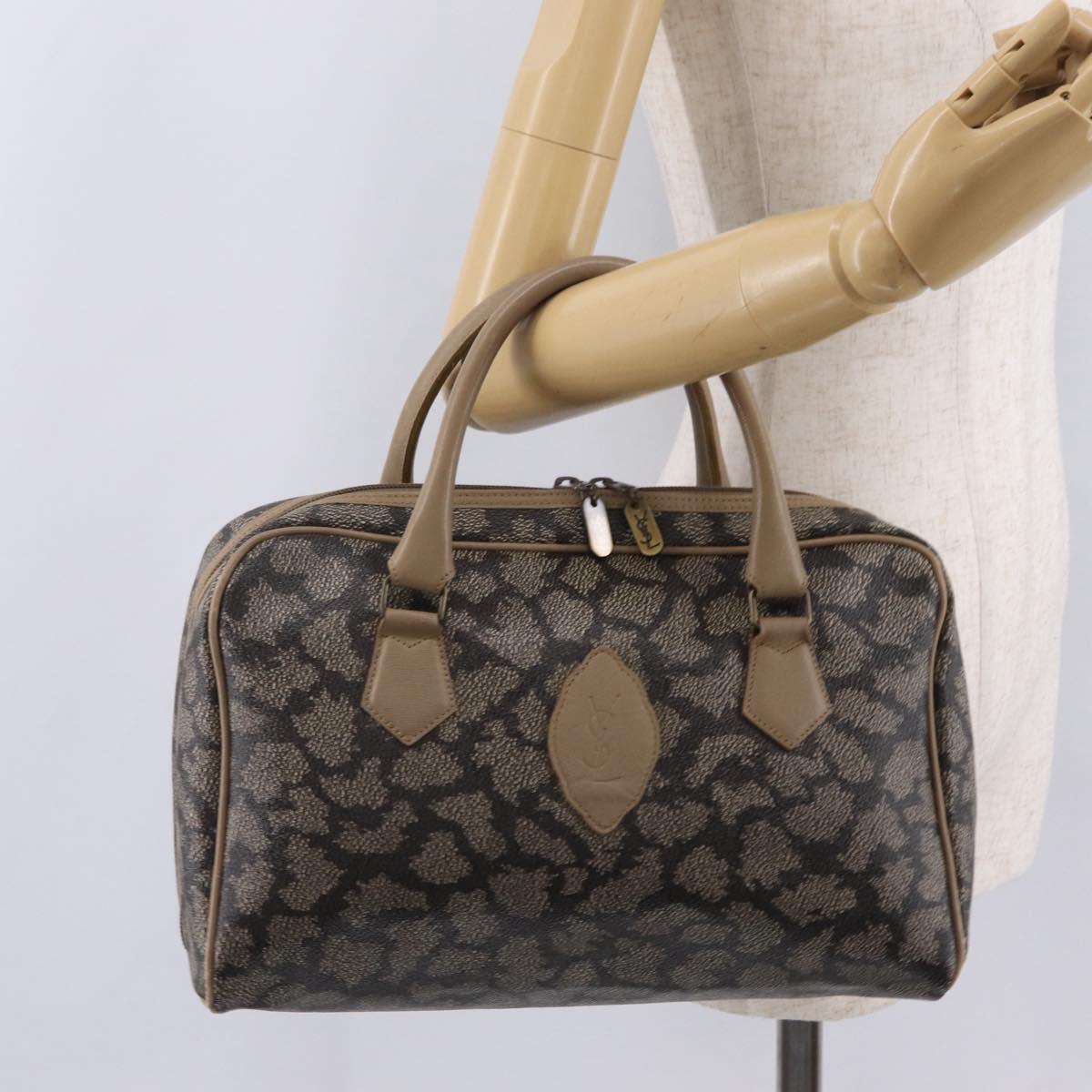 Saint Laurent Hand Bag PVC Canvas Black Auth ar14354