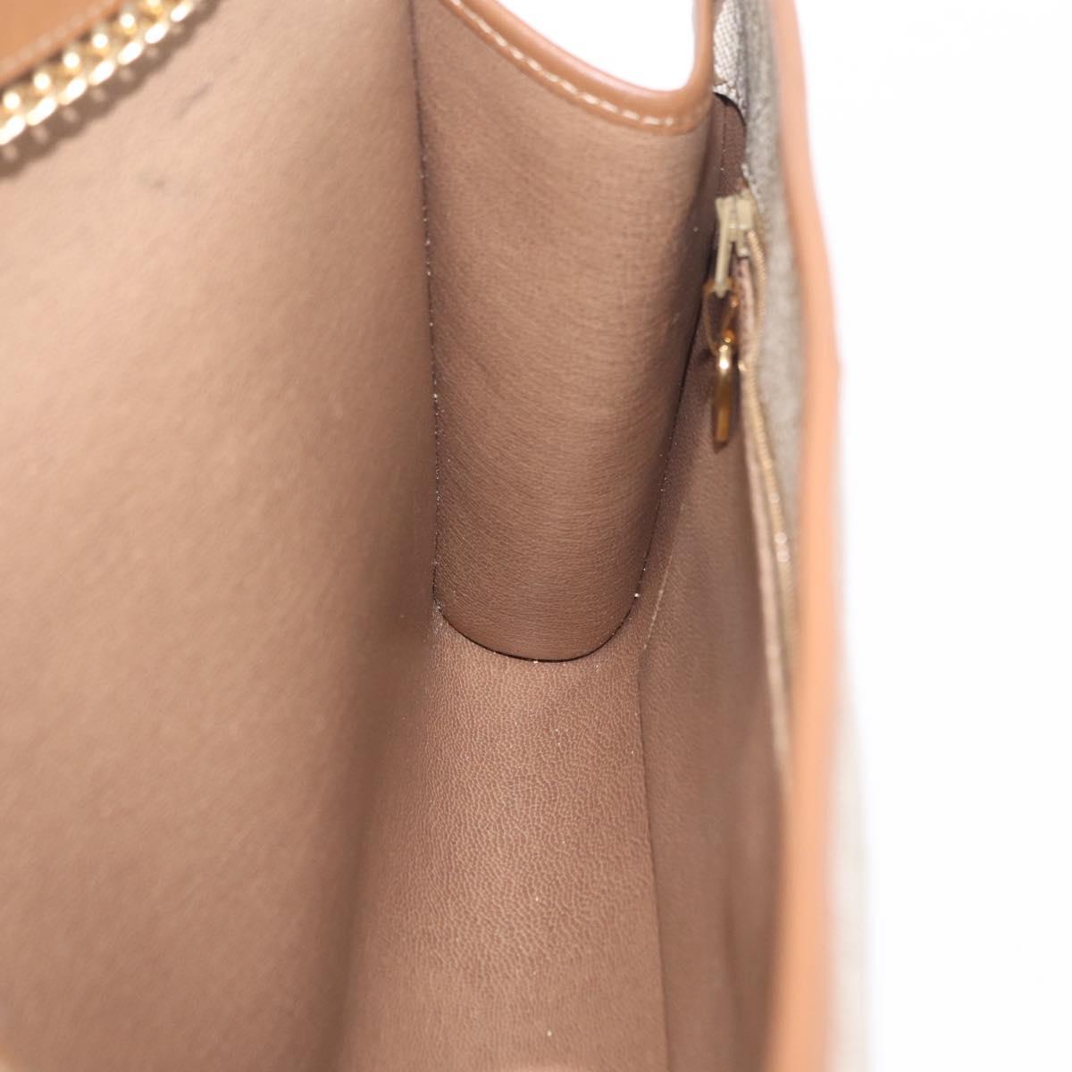 Christian Dior Honeycomb Canvas Chain Shoulder Bag PVC Beige Gold Auth ar14359