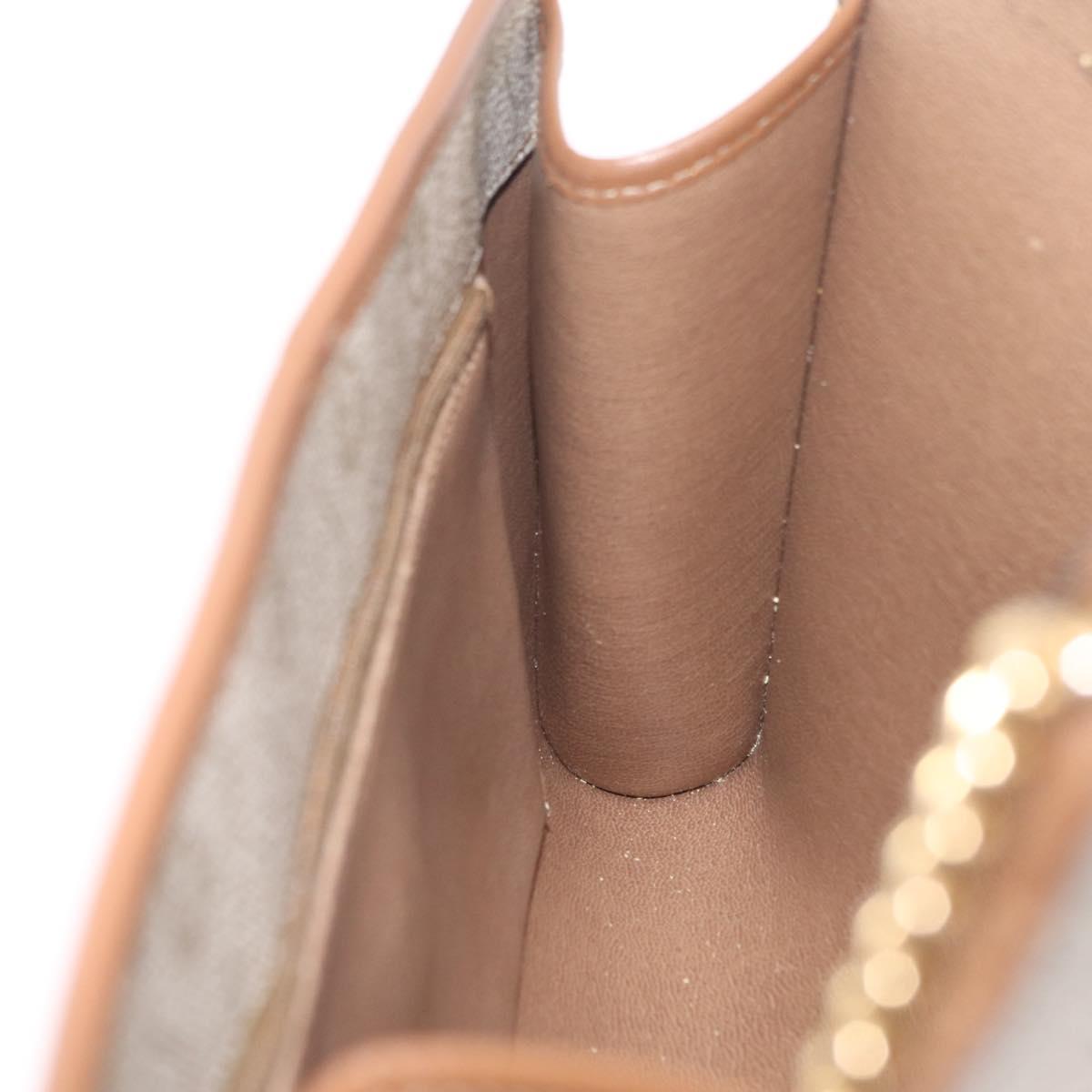 Christian Dior Honeycomb Canvas Chain Shoulder Bag PVC Beige Gold Auth ar14359