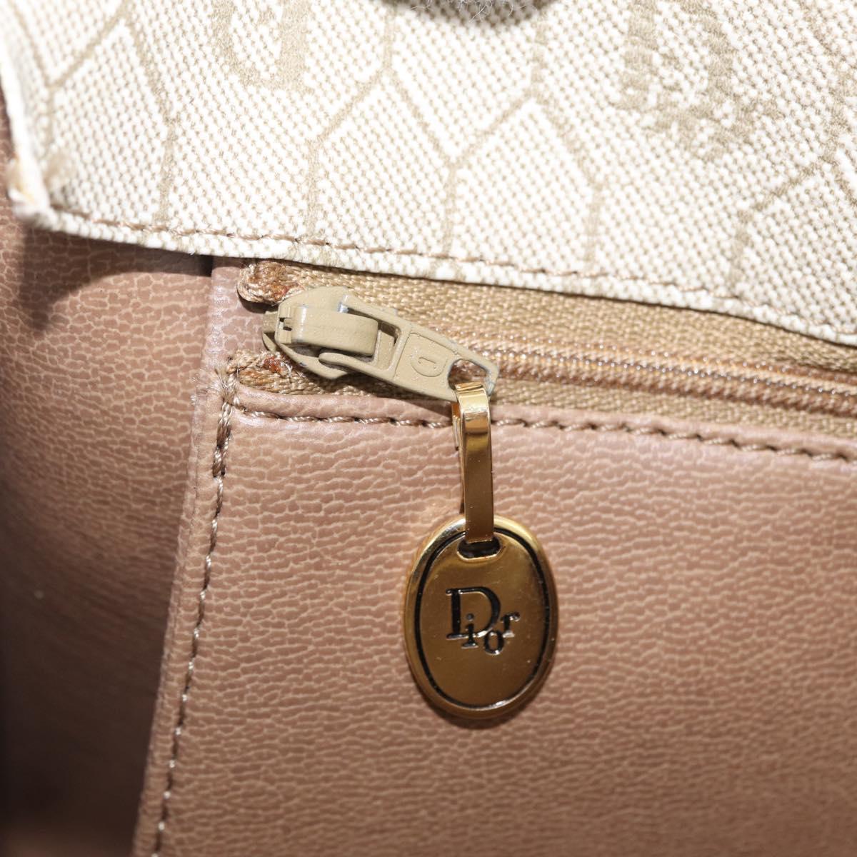 Christian Dior Honeycomb Canvas Chain Shoulder Bag PVC Beige Gold Auth ar14359
