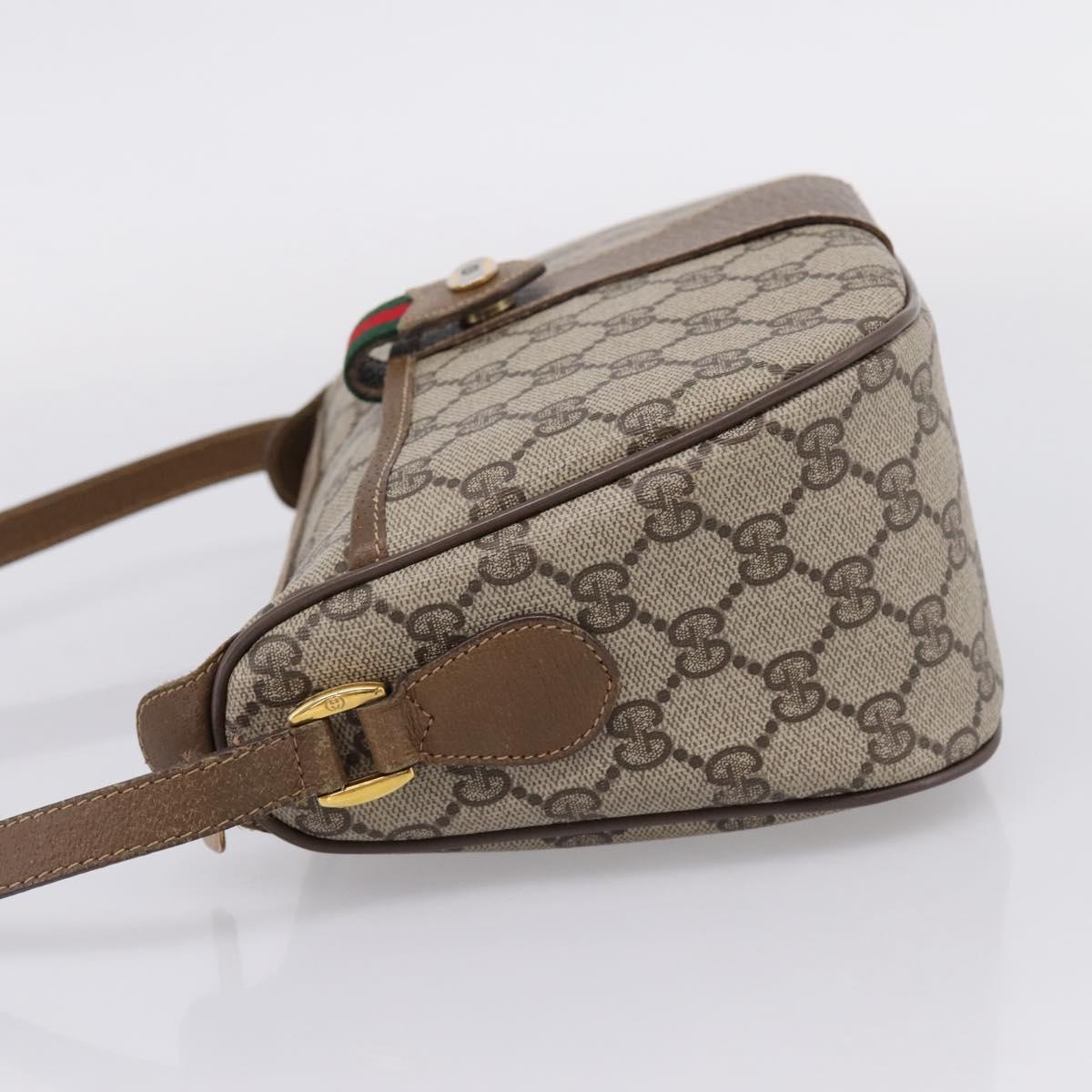 GUCCI GG Supreme Web Sherry Line Bag PVC Beige Gold 89 02 032 Auth ar14361
