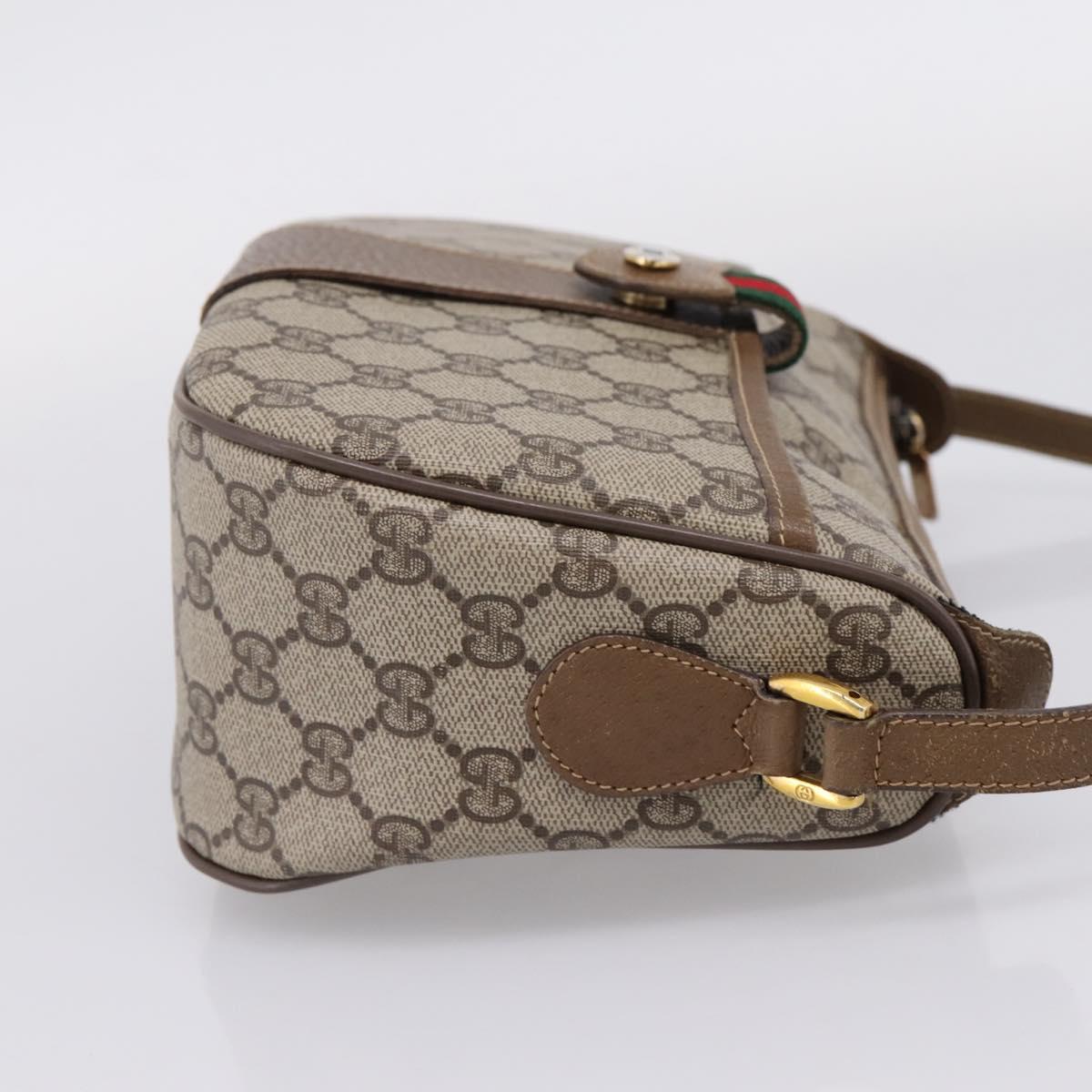 GUCCI GG Supreme Web Sherry Line Bag PVC Beige Gold 89 02 032 Auth ar14361