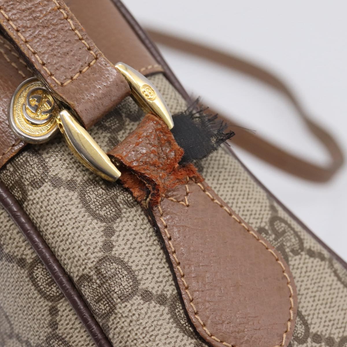 GUCCI GG Supreme Web Sherry Line Bag PVC Beige Gold 001 44 6655 Auth ar14362