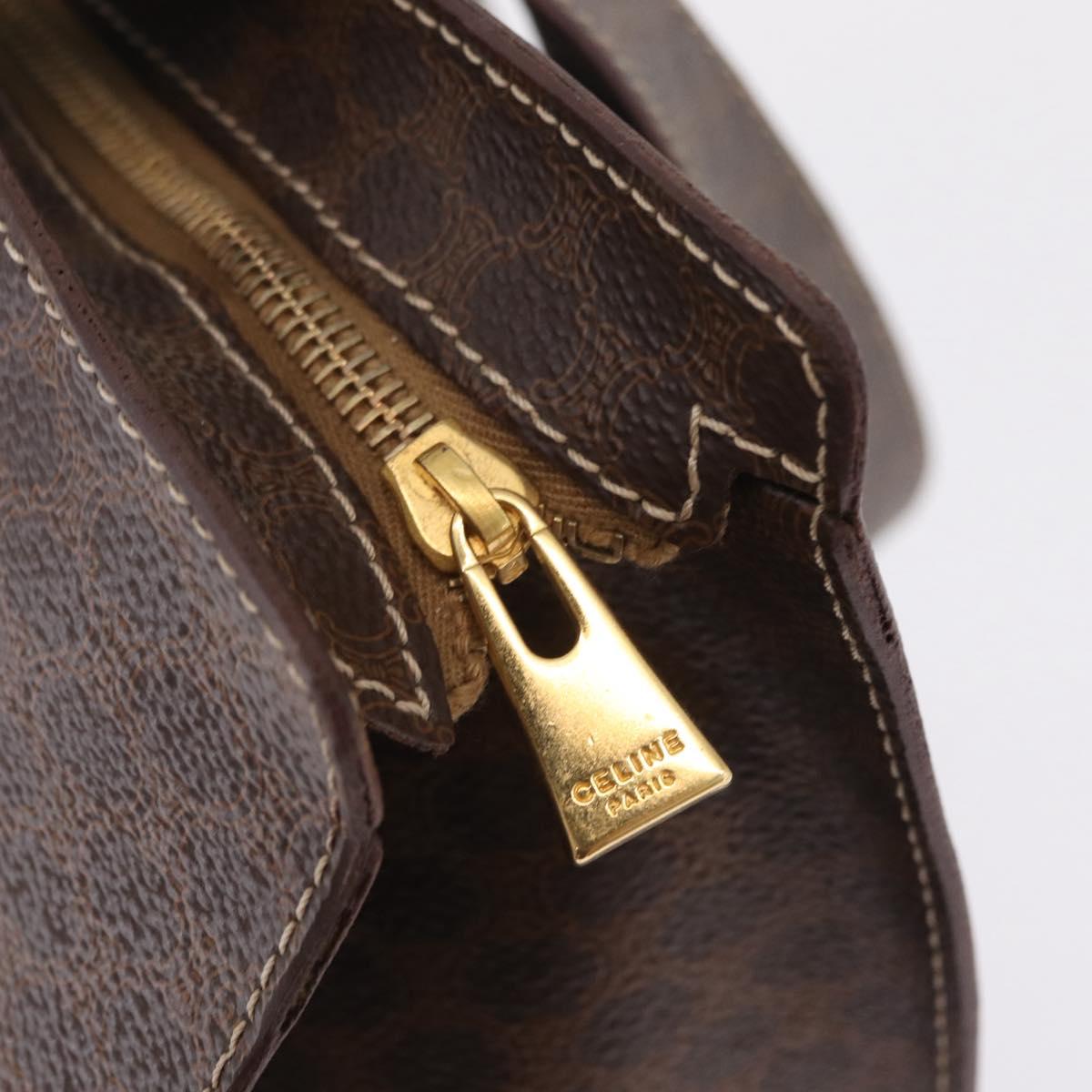 CELINE Macadam Canvas Tote Bag PVC Leather Brown Gold Auth ar14366