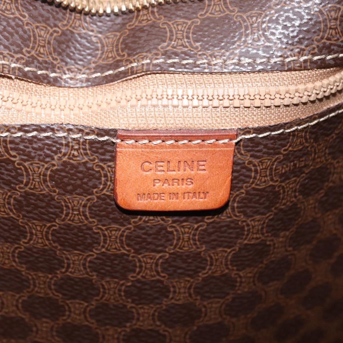 CELINE Macadam Canvas Tote Bag PVC Leather Brown Gold Auth ar14366