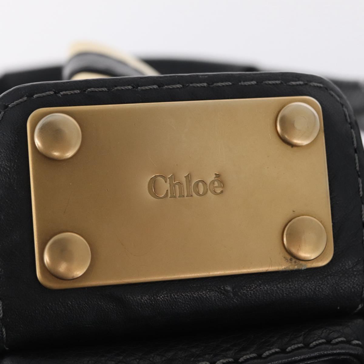 Chloe Paddington Hand Bag Leather Black Gold Silver Auth ar14367A