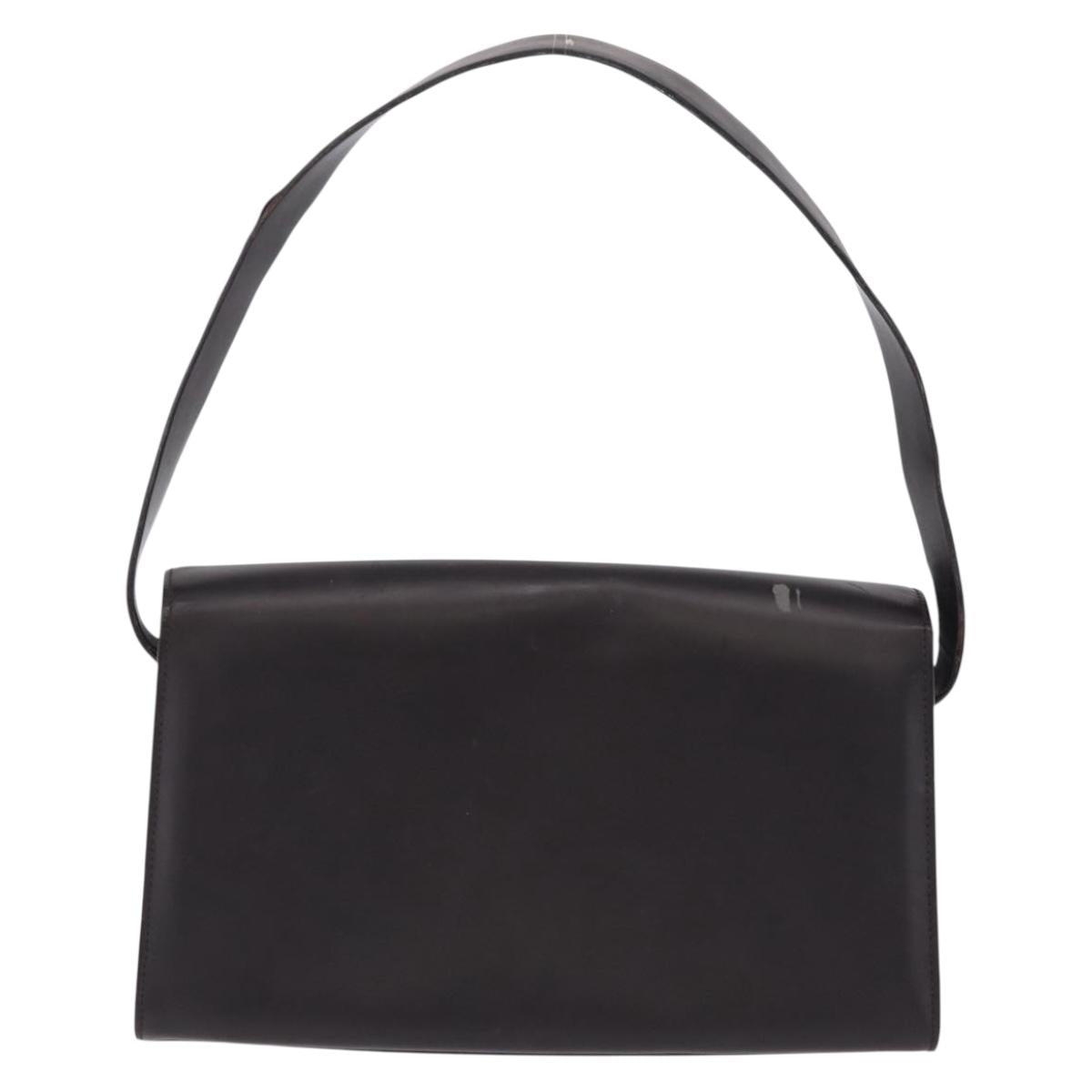 GUCCI Shoulder Bag Leather Outlet Black Silver 001 3063 Auth ar14368