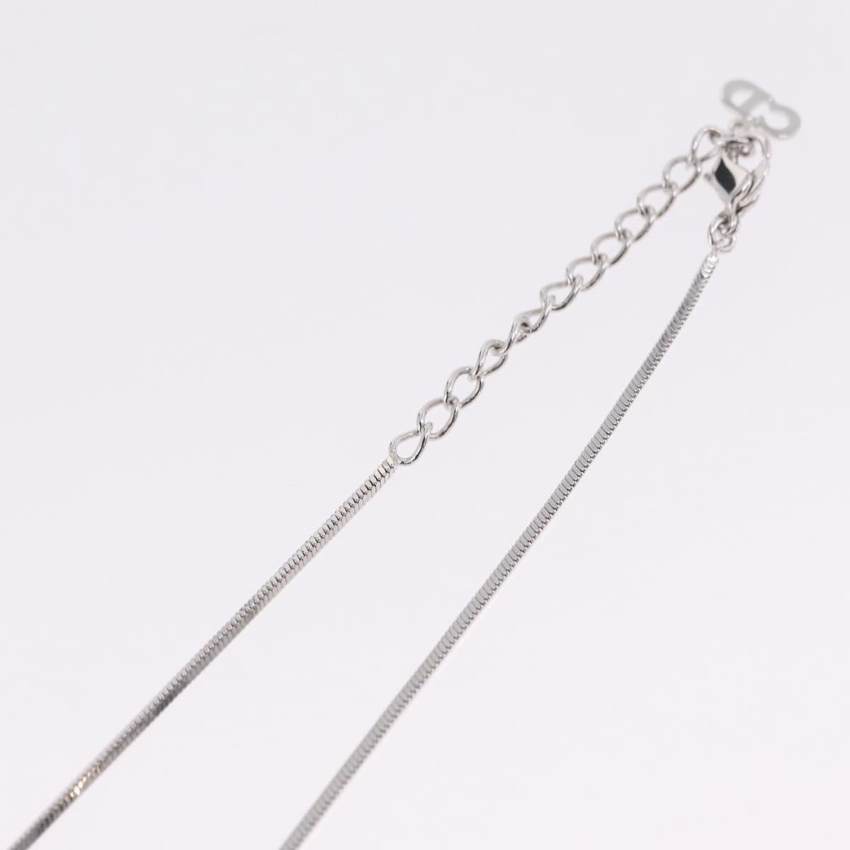 Christian Dior Necklace Metal Silver Auth ar14372V