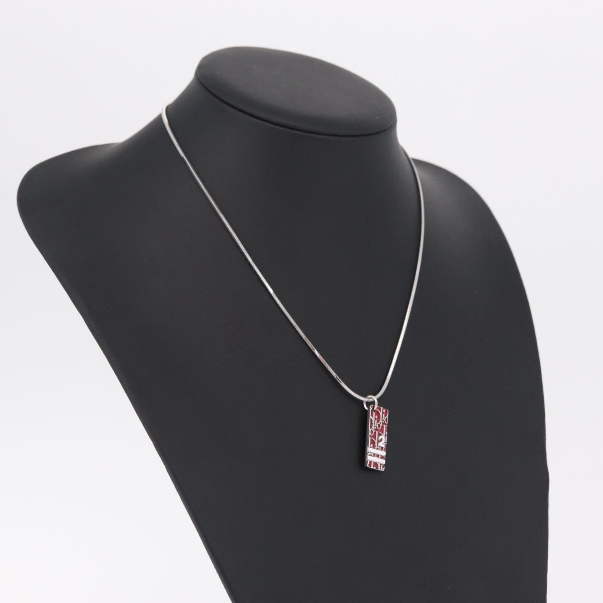 Christian Dior Necklace Metal Silver Auth ar14372V