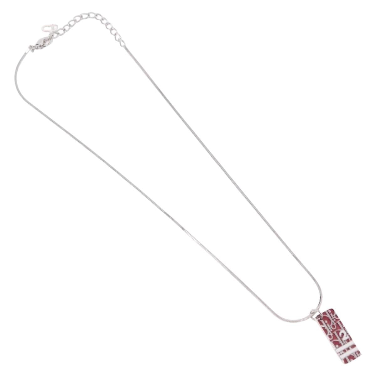 Christian Dior Necklace Metal Silver Auth ar14372V