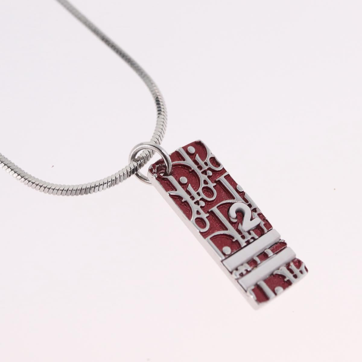 Christian Dior Necklace Metal Silver Auth ar14372V