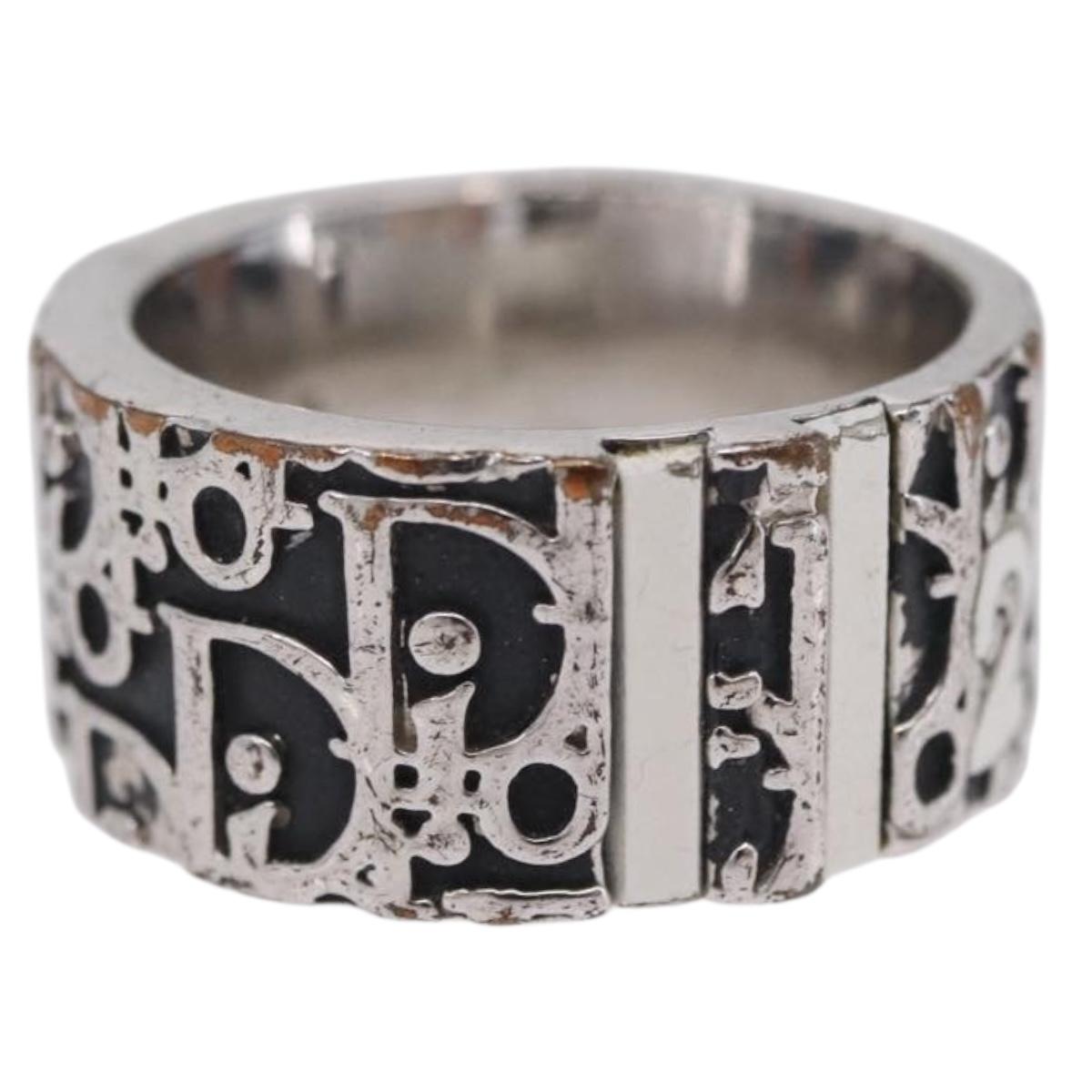 Christian Dior Trotter Ring metal Silver #16(JP Size) Auth ar14374A