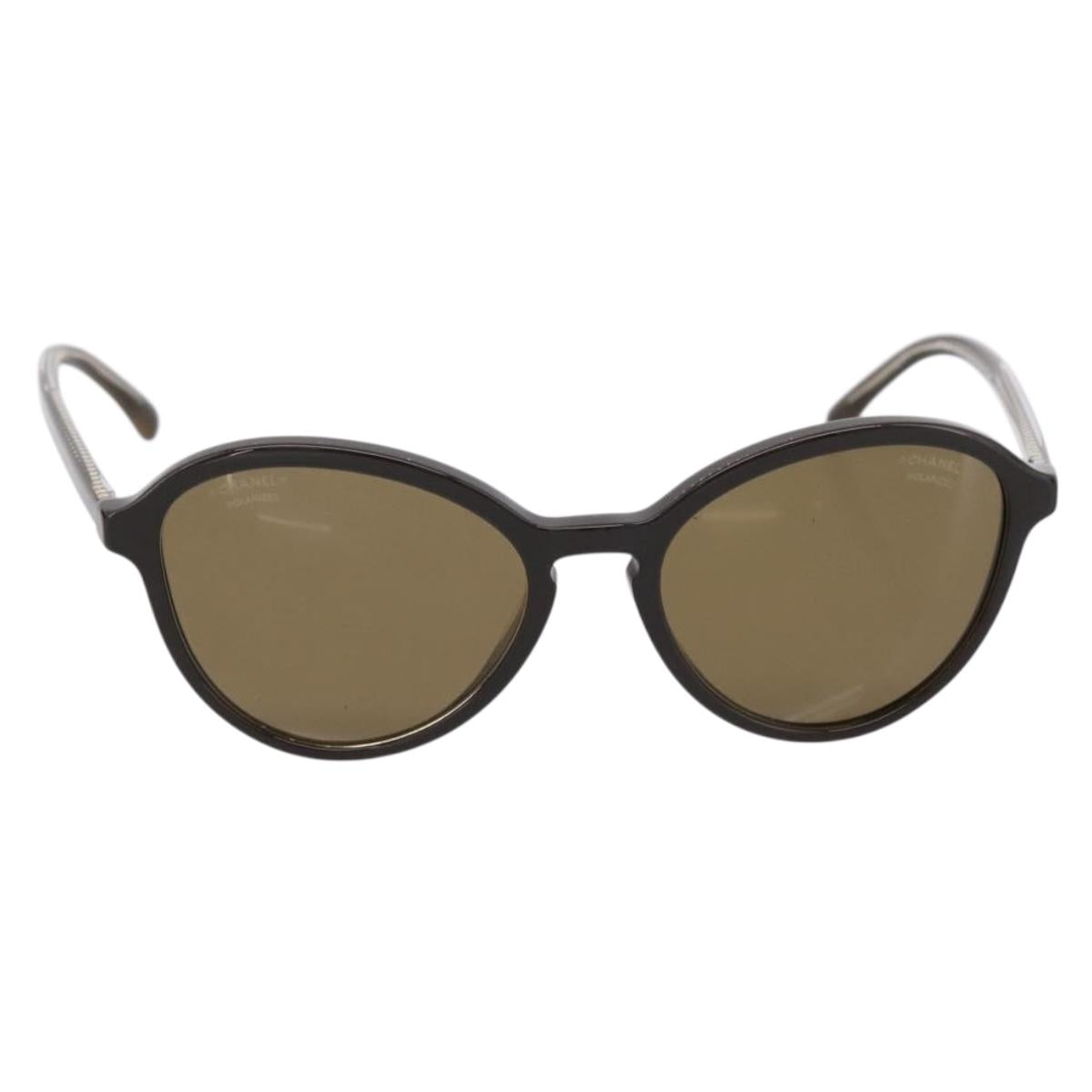 CHANEL Sunglasses Plastic Dark Brown CC Auth ar14375M