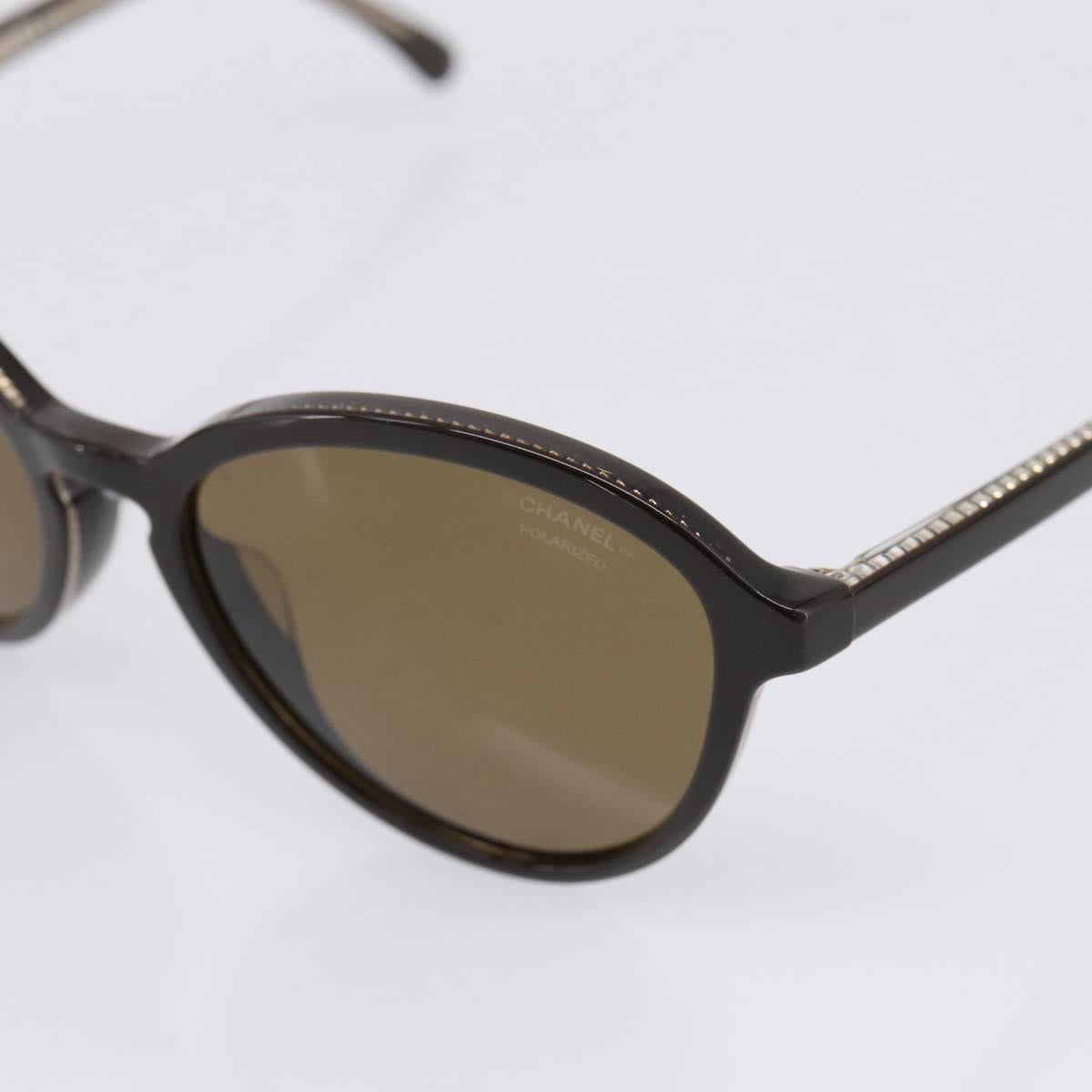 CHANEL Sunglasses Plastic Dark Brown CC Auth ar14375M