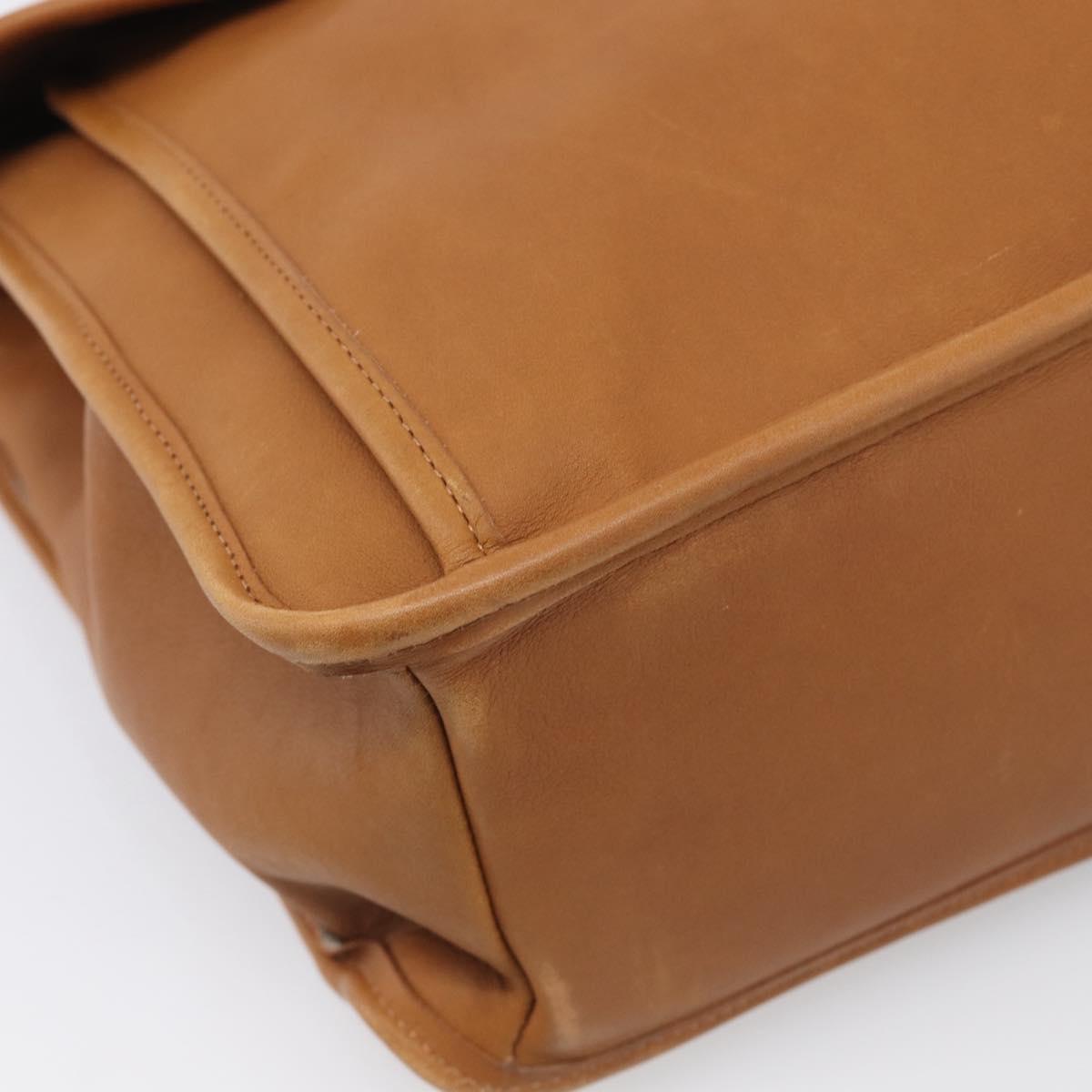 Coach Business Bag Leather 2way Brown Gold Auth ar14377