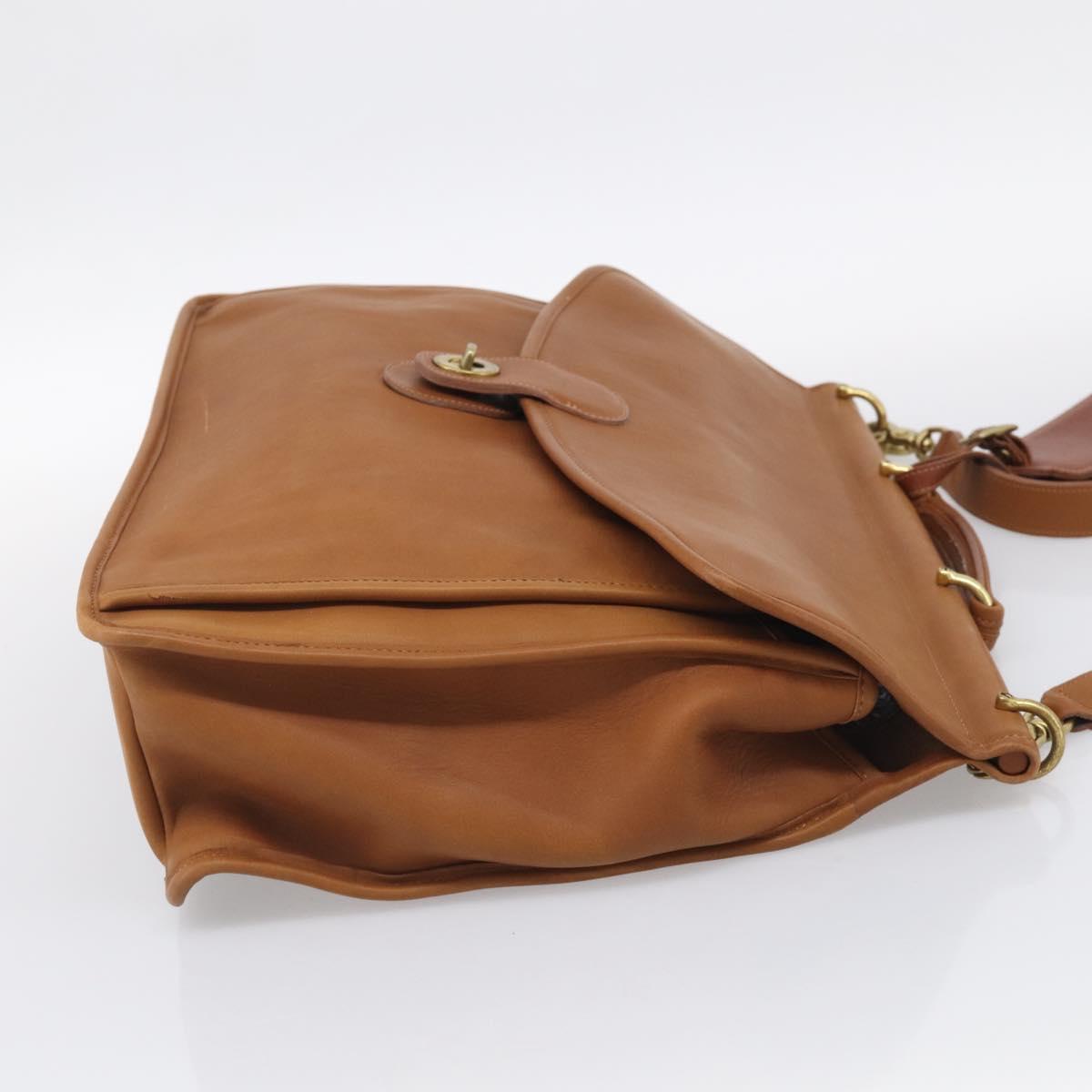 Coach Business Bag Leather 2way Brown Gold Auth ar14377