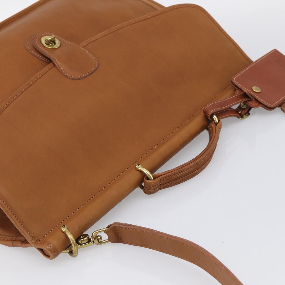 Coach Business Bag Leather 2way Brown Gold Auth ar14377