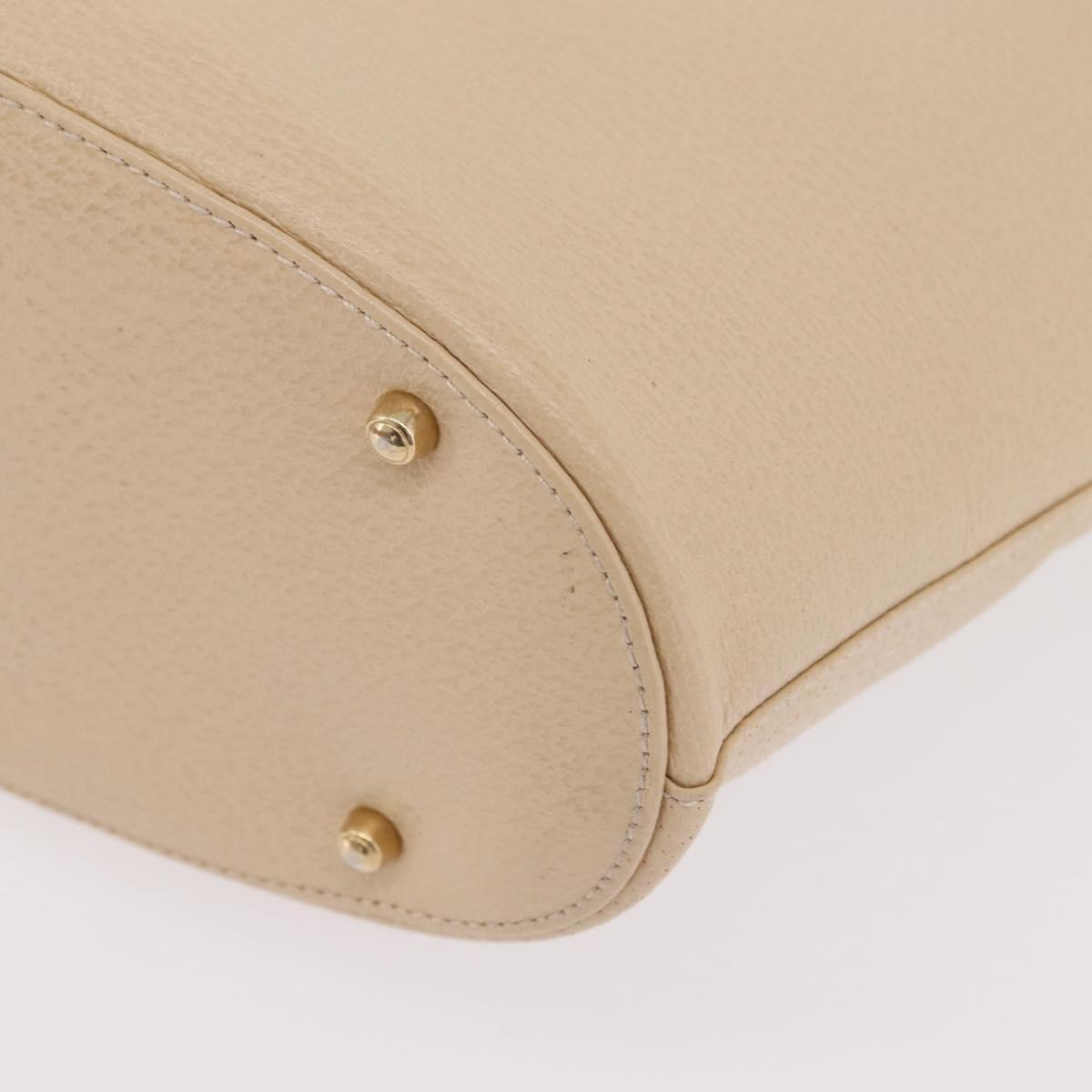 GUCCI Hand Bag Leather White Gold 002 2058 0477 0 Auth ar14378