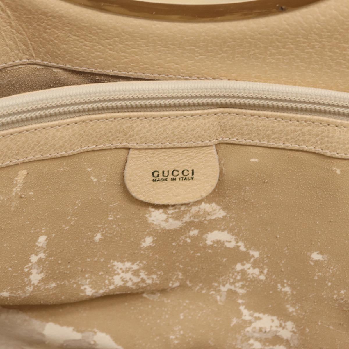 GUCCI Hand Bag Leather White Gold 002 2058 0477 0 Auth ar14378