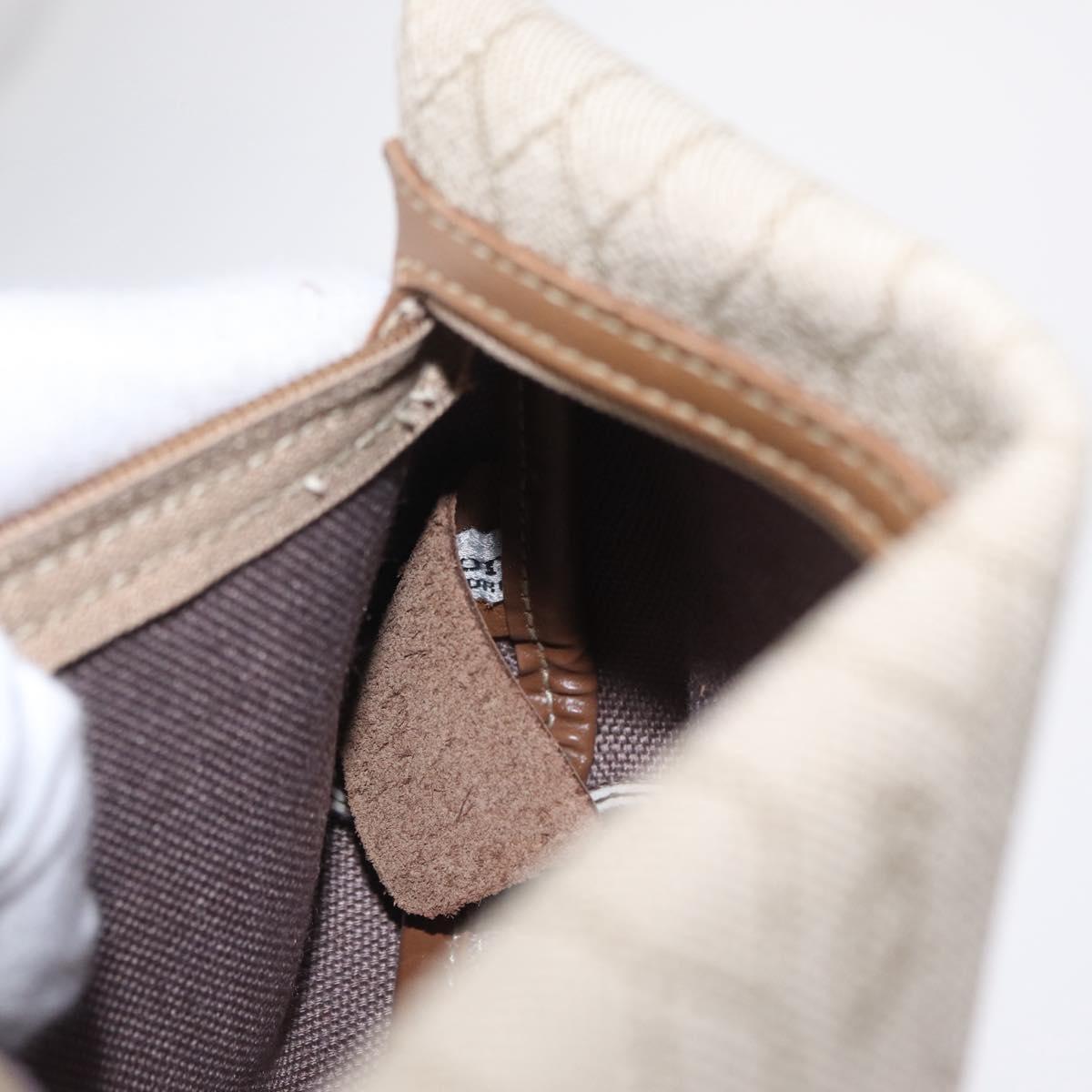 Christian Dior Honeycomb Canvas Pouch PVC Beige Auth ar14379A