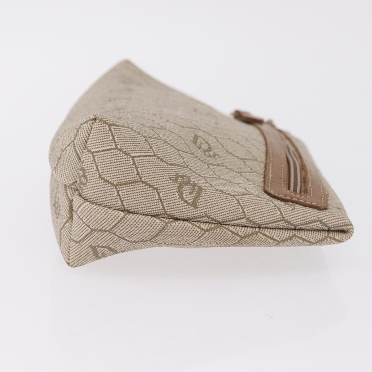 Christian Dior Honeycomb Canvas Pouch PVC Beige Auth ar14379A