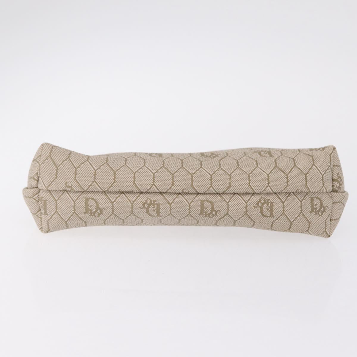 Christian Dior Honeycomb Canvas Pouch PVC Beige Auth ar14379A