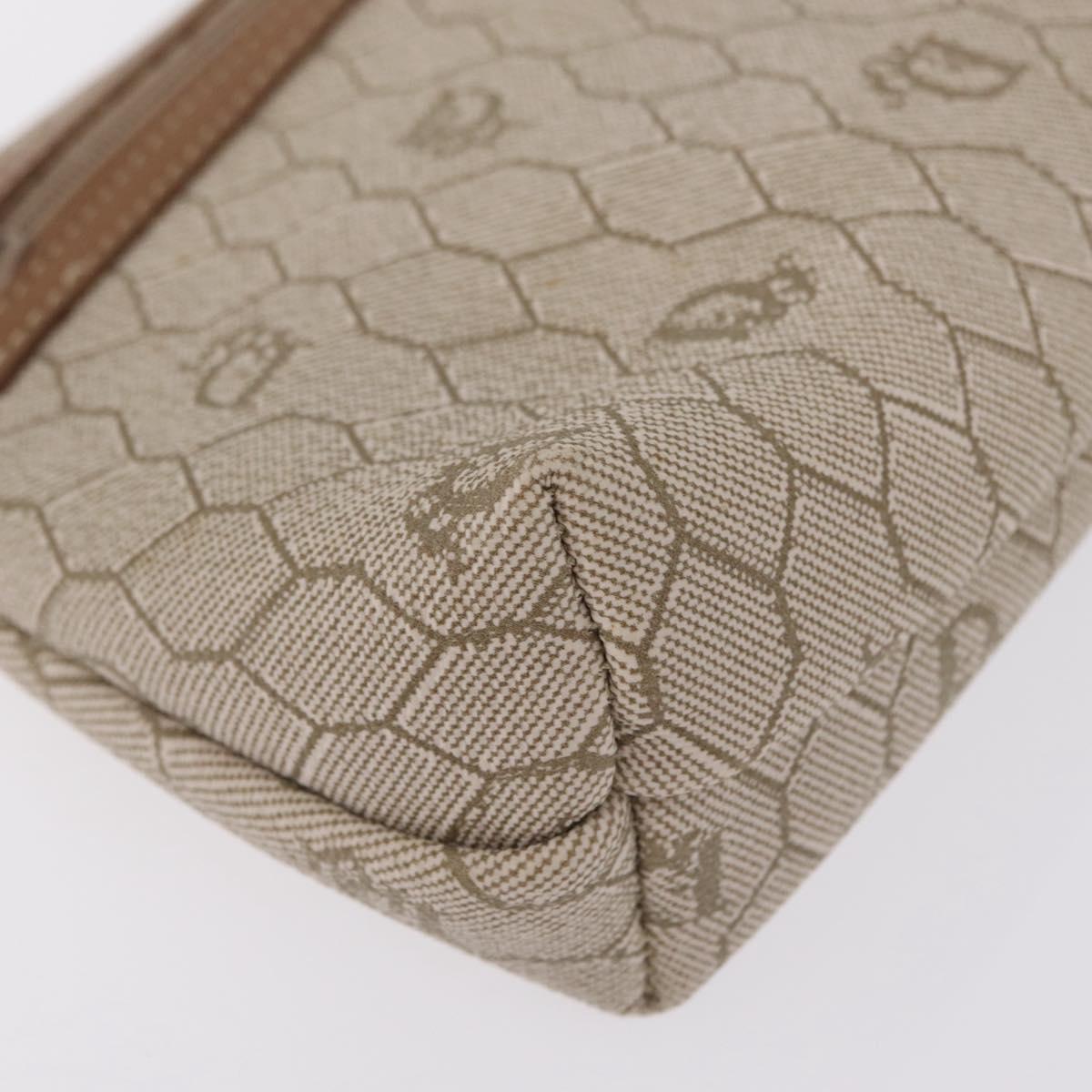 Christian Dior Honeycomb Canvas Pouch PVC Beige Auth ar14379A