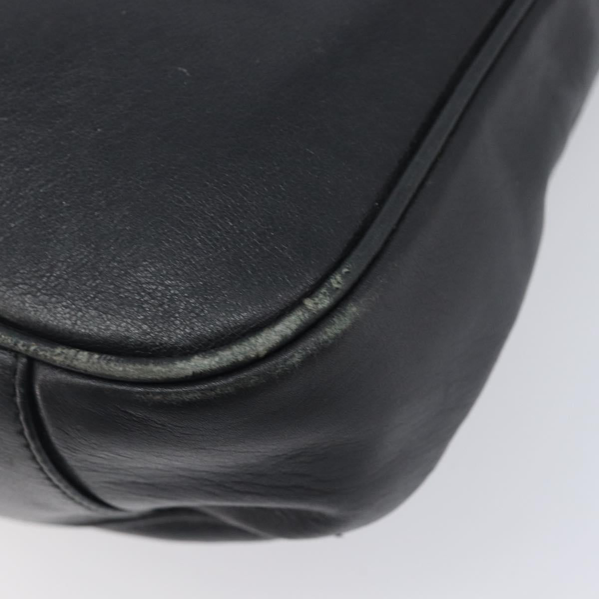 GUCCI Bamboo Hand Bag Leather 2way Black Gold 001 2113 1638 Auth ar14383