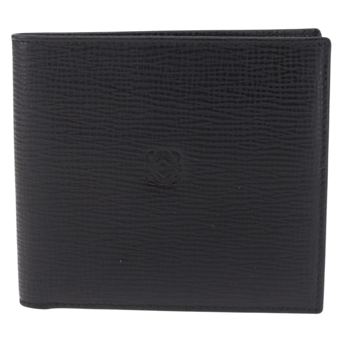 LOEWE Bifold Wallet Leather Black Auth ar14398