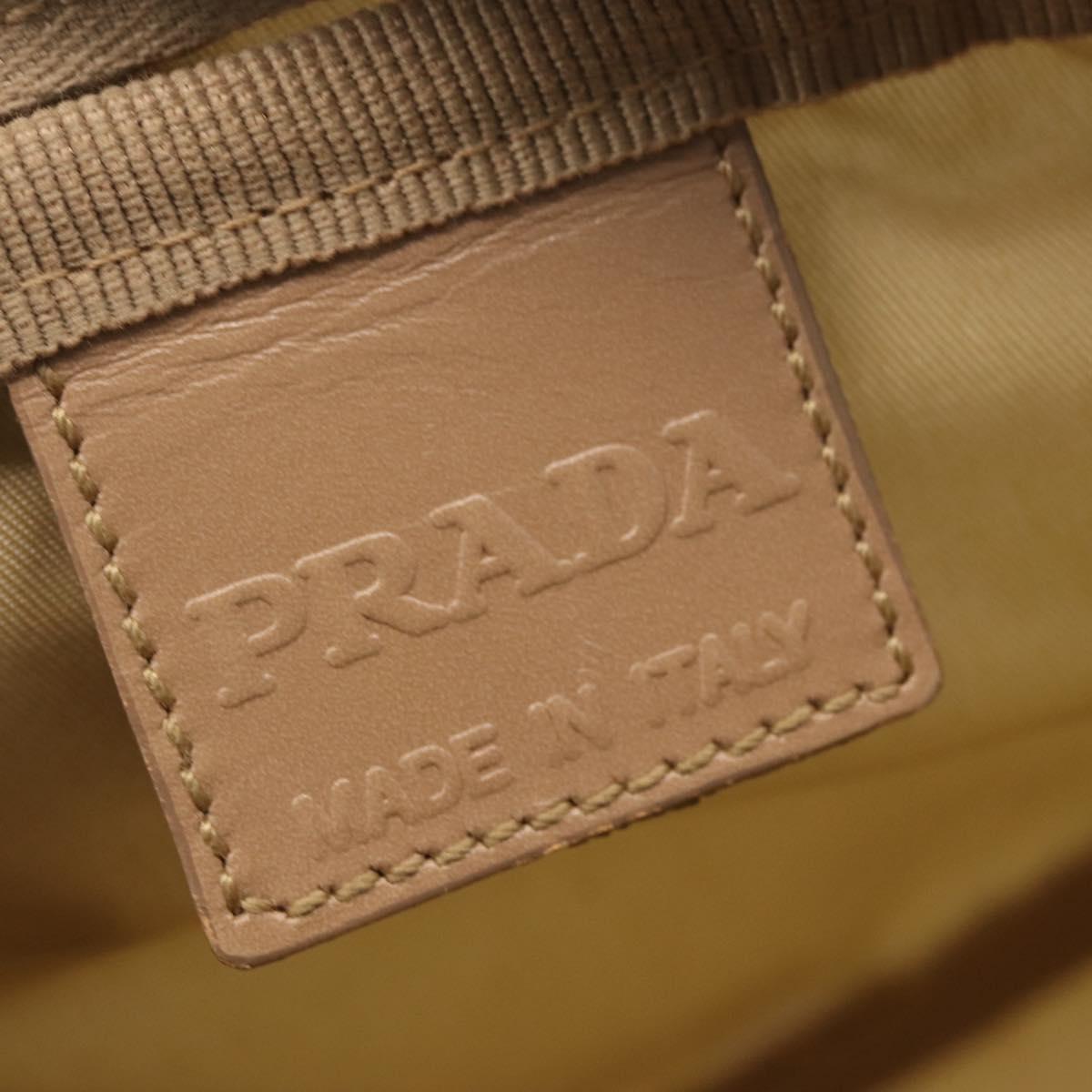 PRADA Pouch Nylon Beige Silver Auth ar14414