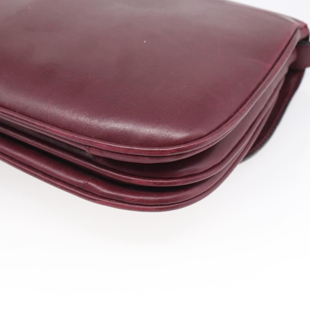 CELINE Shoulder Bag Leather Bordeaux Gold Auth ar14416
