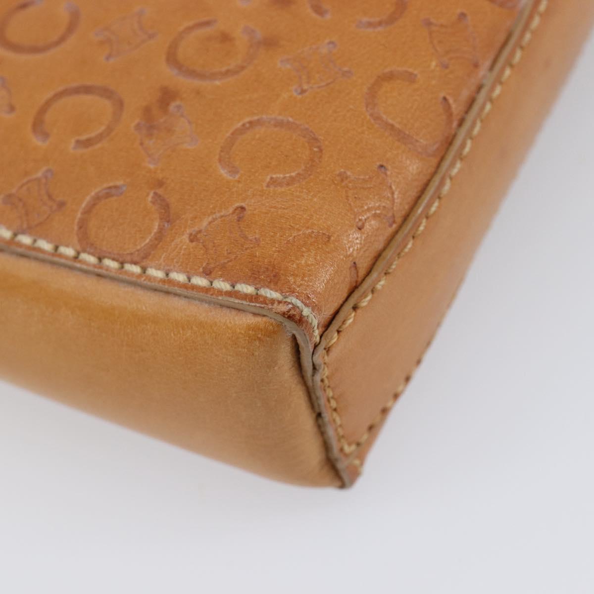CELINE C Macadam Canvas Hand Bag Leather Brown Gold Auth ar14448