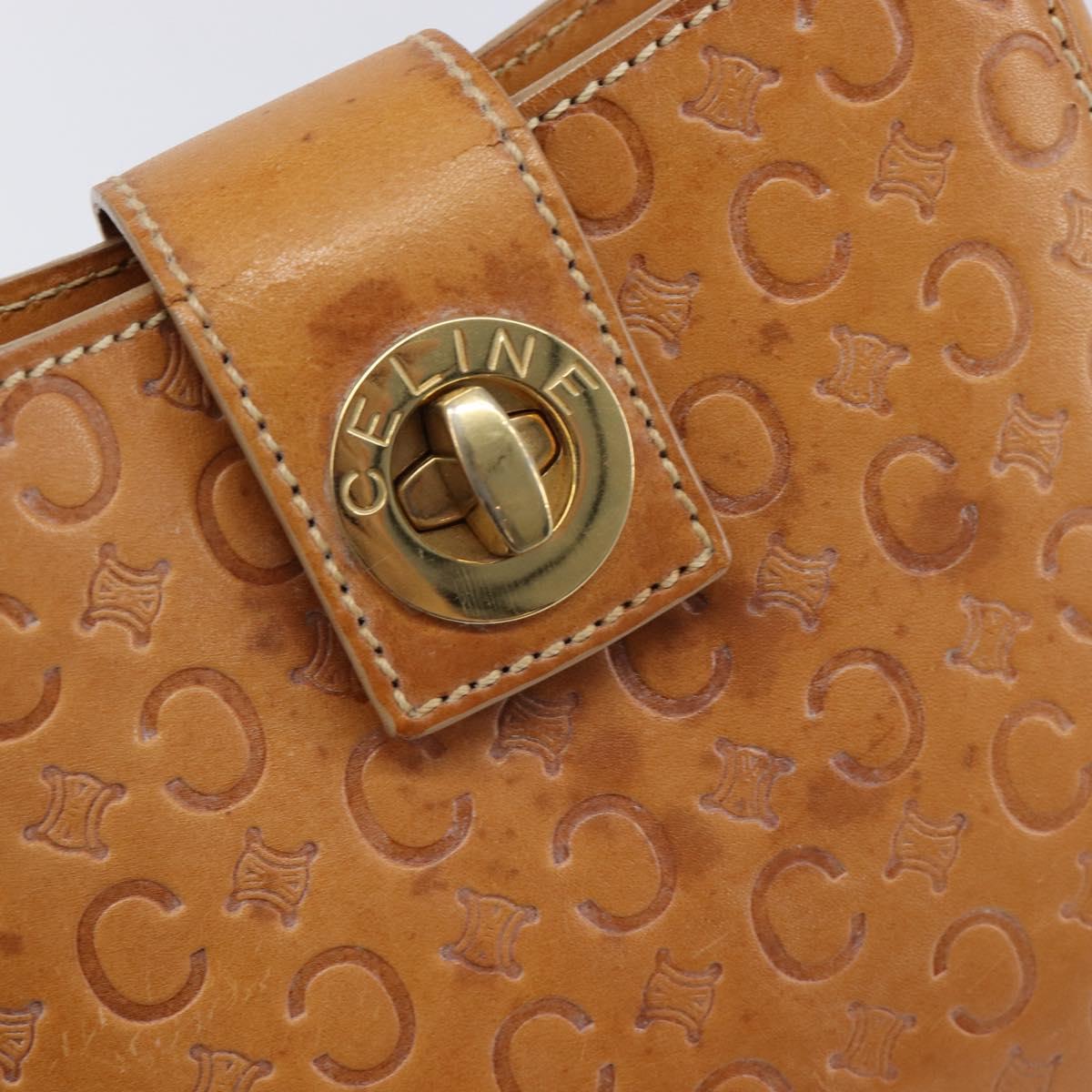CELINE C Macadam Canvas Hand Bag Leather Brown Gold Auth ar14448