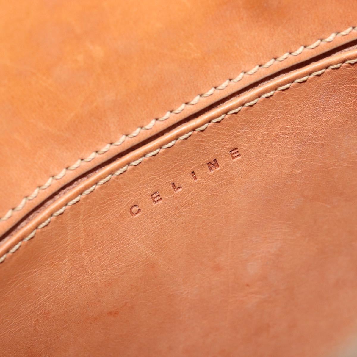 CELINE C Macadam Canvas Hand Bag Leather Brown Gold Auth ar14448