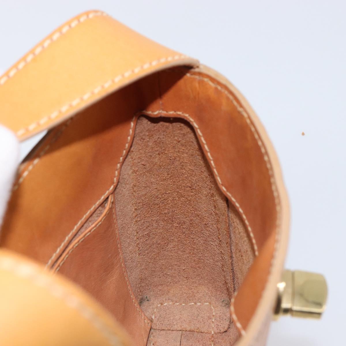 CELINE C Macadam Canvas Hand Bag Leather Brown Gold Auth ar14448