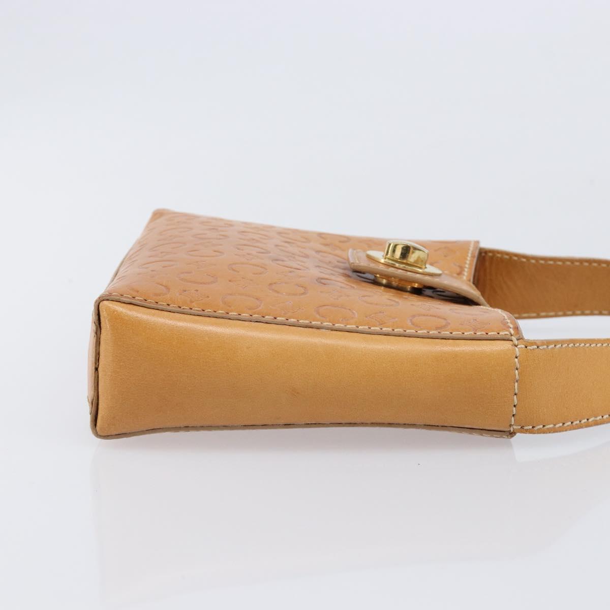 CELINE C Macadam Canvas Hand Bag Leather Brown Gold Auth ar14448