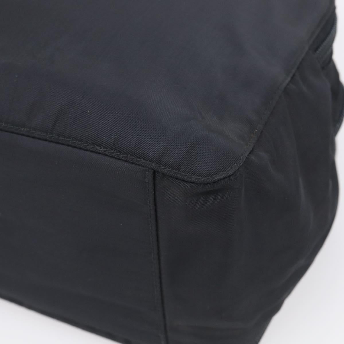 PRADA Vanity Hand Bag Nylon Black Silver Auth ar14508
