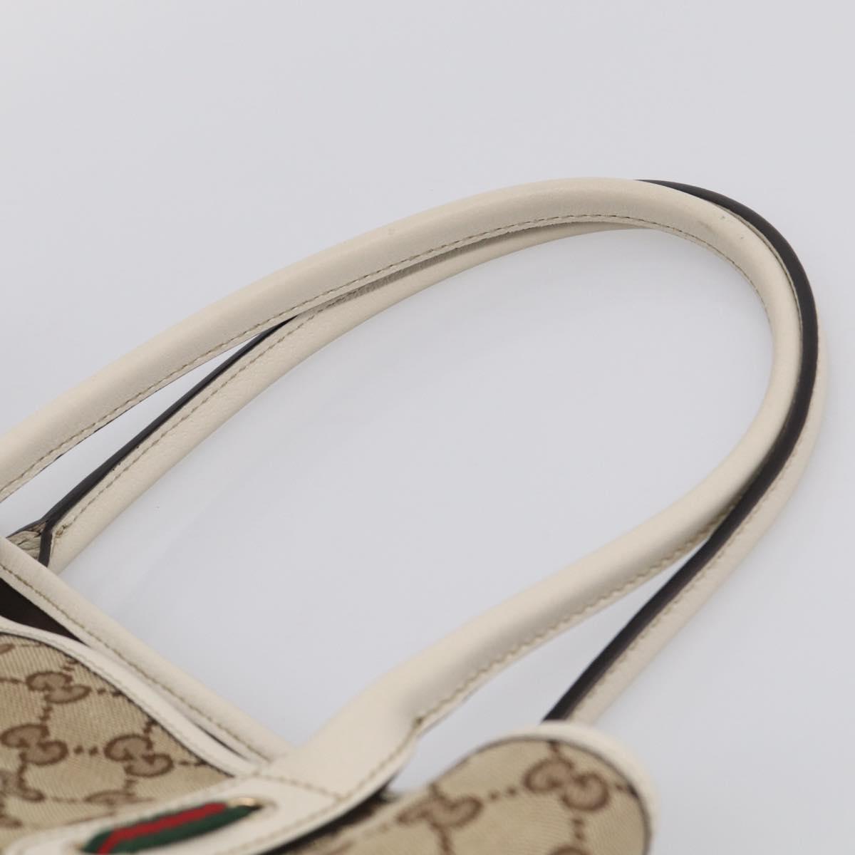 GUCCI GG Canvas Web Sherry Line Tote Bag Beige Gold 163805 Auth ar14529V