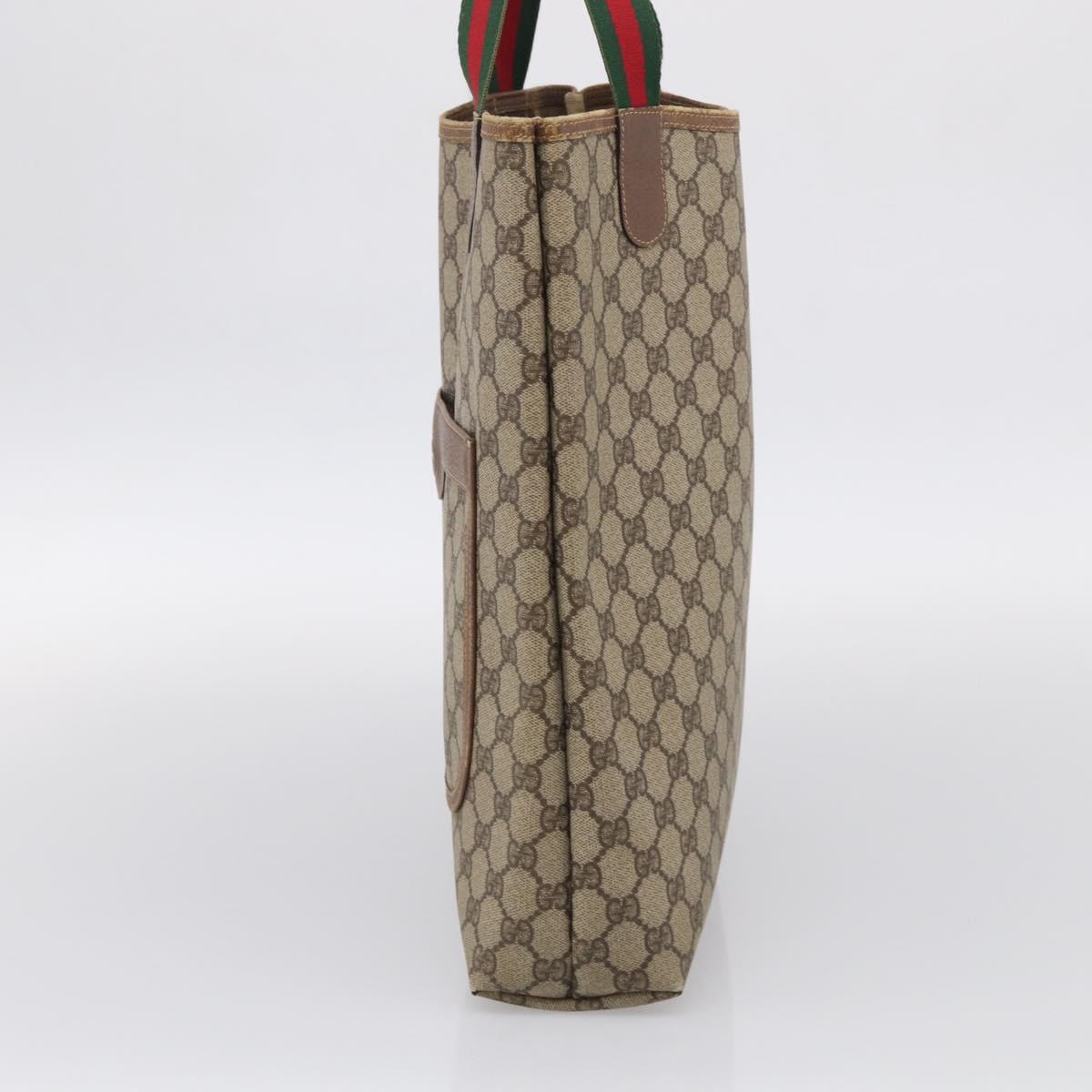 GUCCI GG Supreme Web Sherry Line Bag PVC Beige Gold 002 123 6487 Auth ar14530