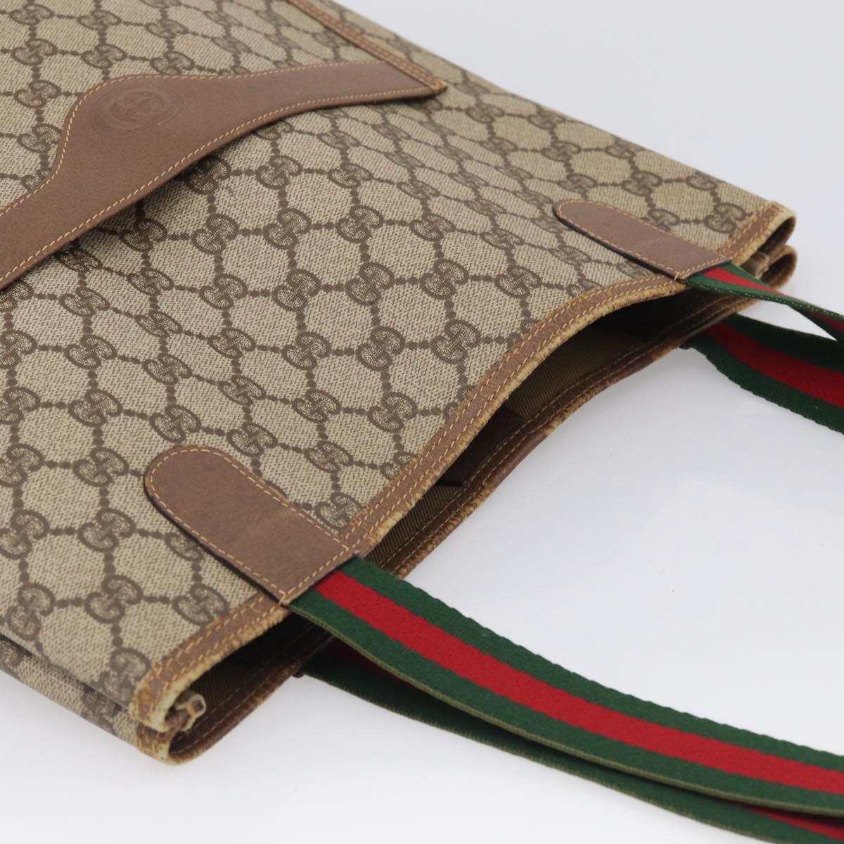 GUCCI GG Supreme Web Sherry Line Bag PVC Beige Gold 002 123 6487 Auth ar14530