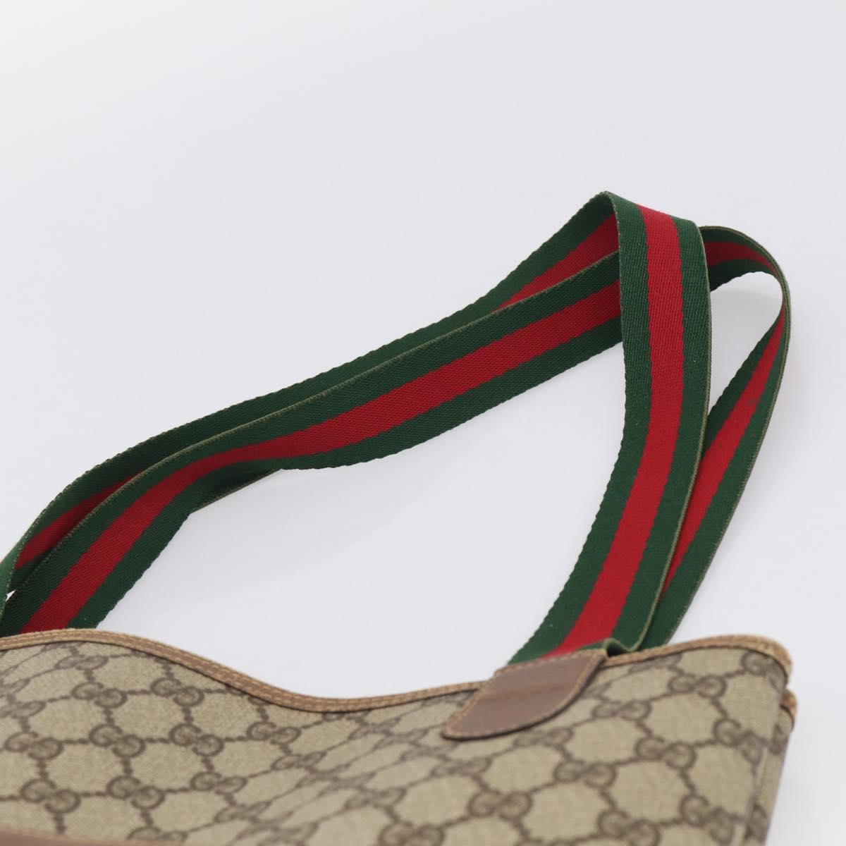 GUCCI GG Supreme Web Sherry Line Bag PVC Beige Gold 002 123 6487 Auth ar14530