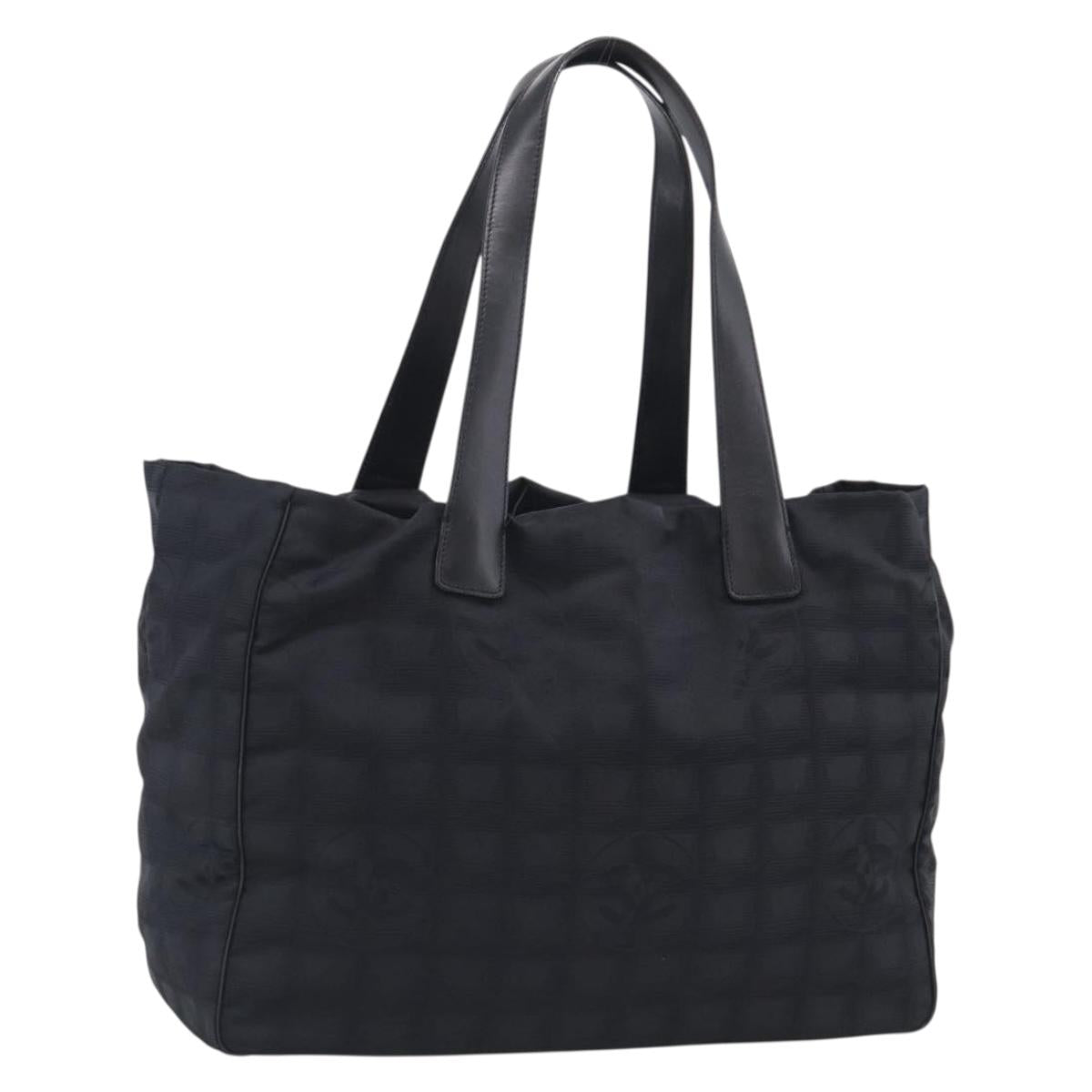 CHANEL New Travel Line Tote Bag Nylon Black CC Auth ar14547