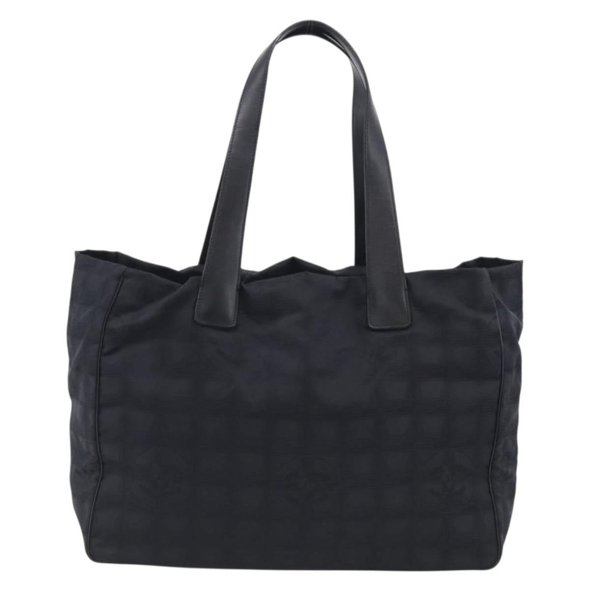 CHANEL New Travel Line Tote Bag Nylon Black CC Auth ar14547