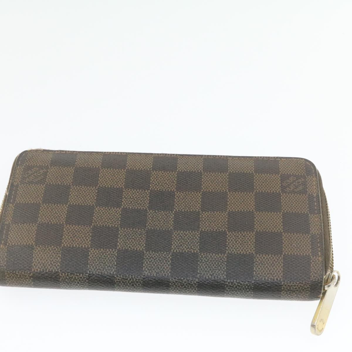 LOUIS VUITTON Damier Azur Ebene Long Wallet 4Set White Brown LV Auth ar3683